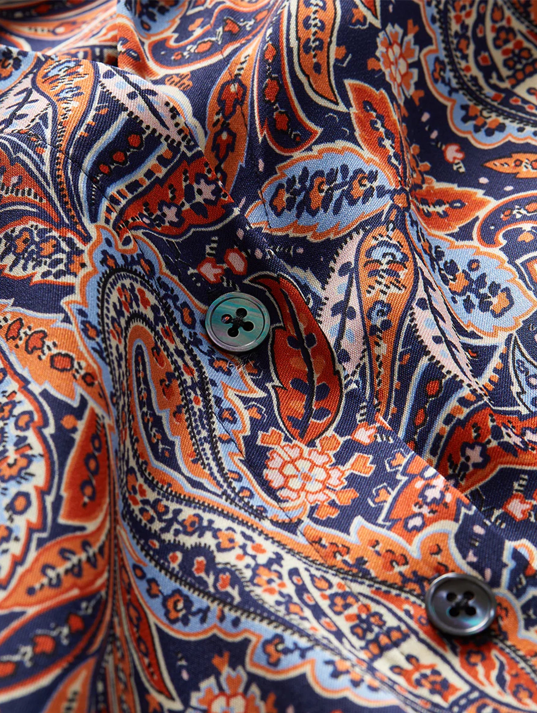 Amelia Paisley Silk Shirt in Navy