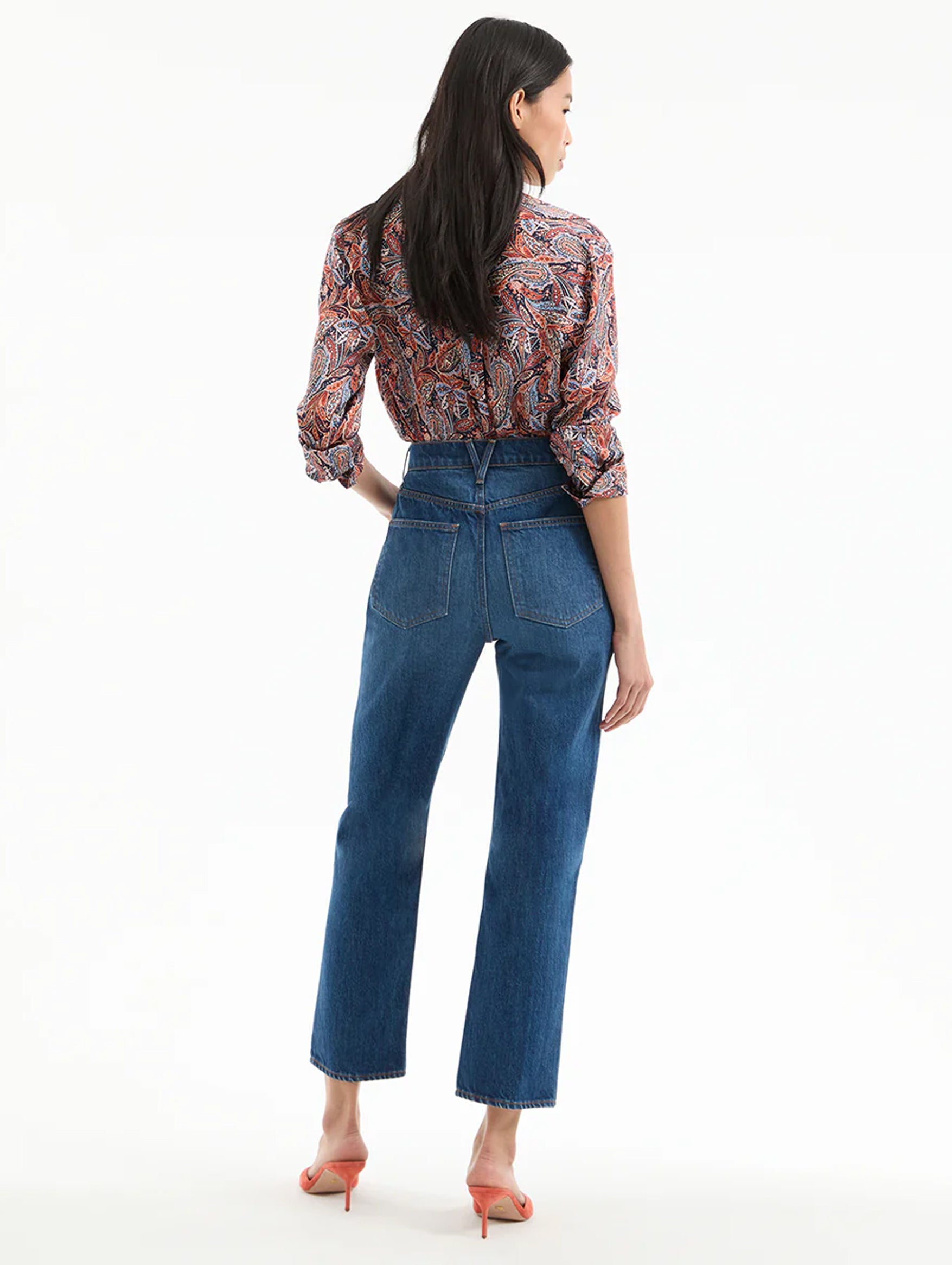 Amelia Paisley Silk Shirt in Navy