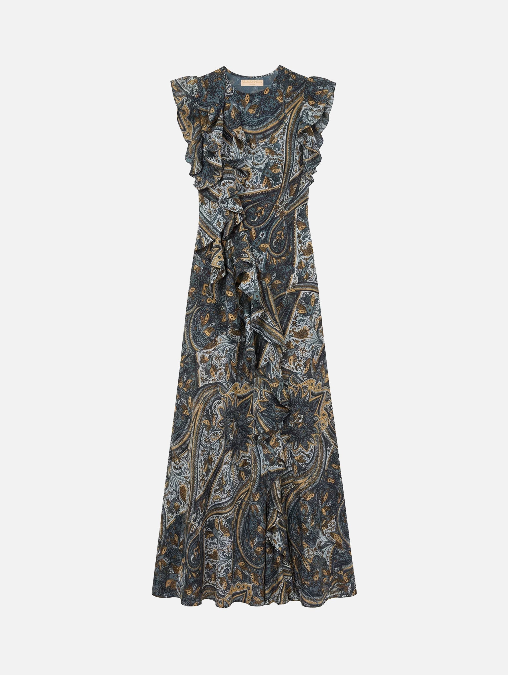 Ameline Silk Dress in Prussian