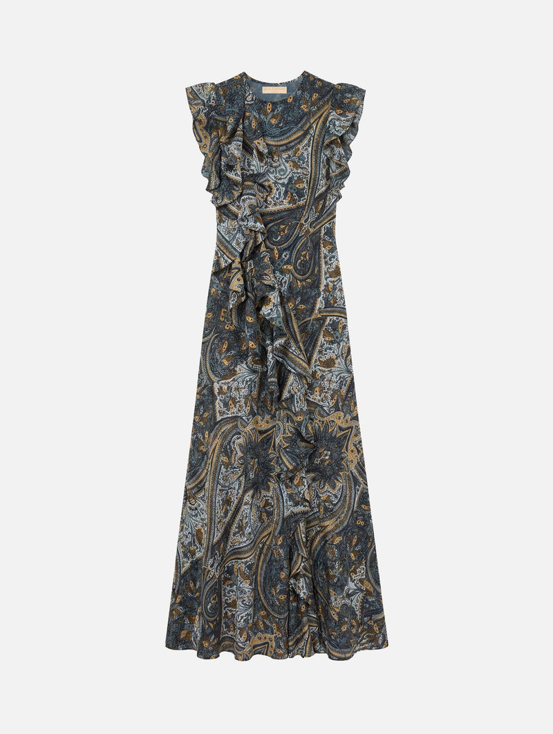 Ameline Silk Dress in Prussian