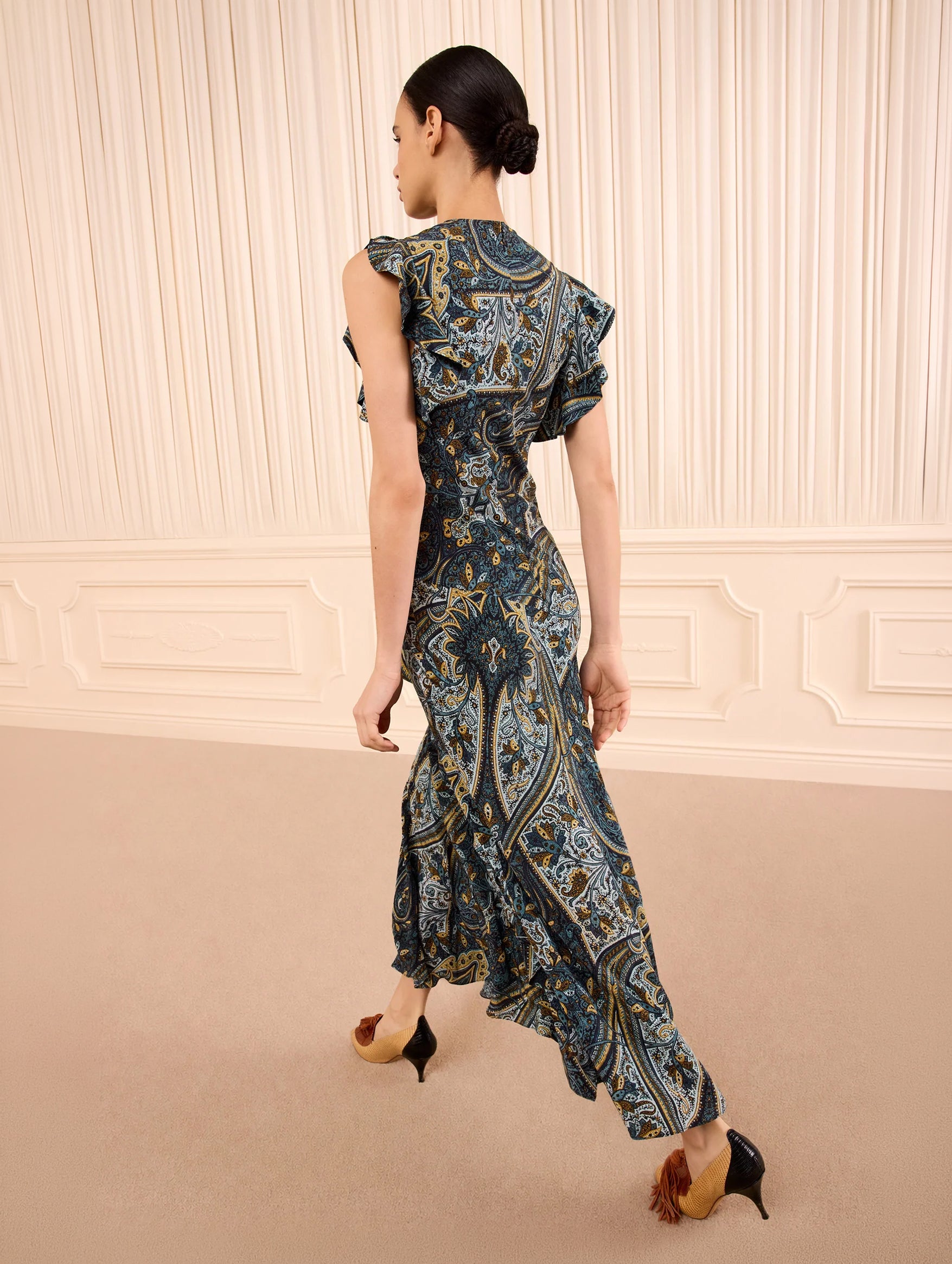 Ameline Silk Dress in Prussian