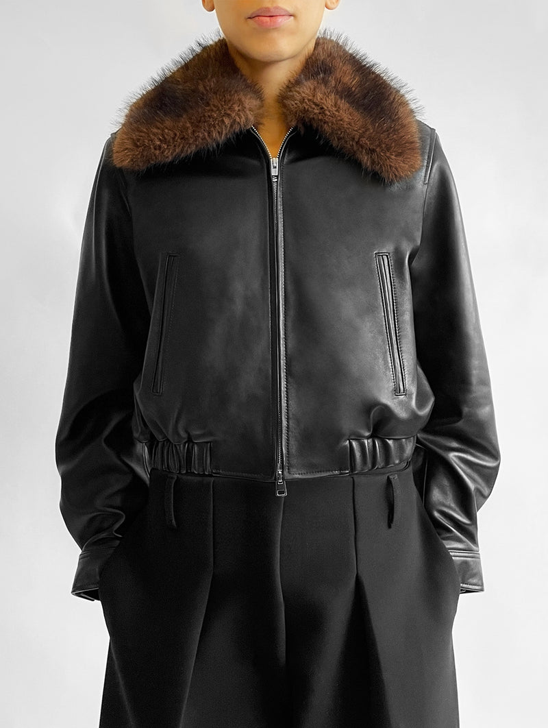 Ani Leather Jacket in Black