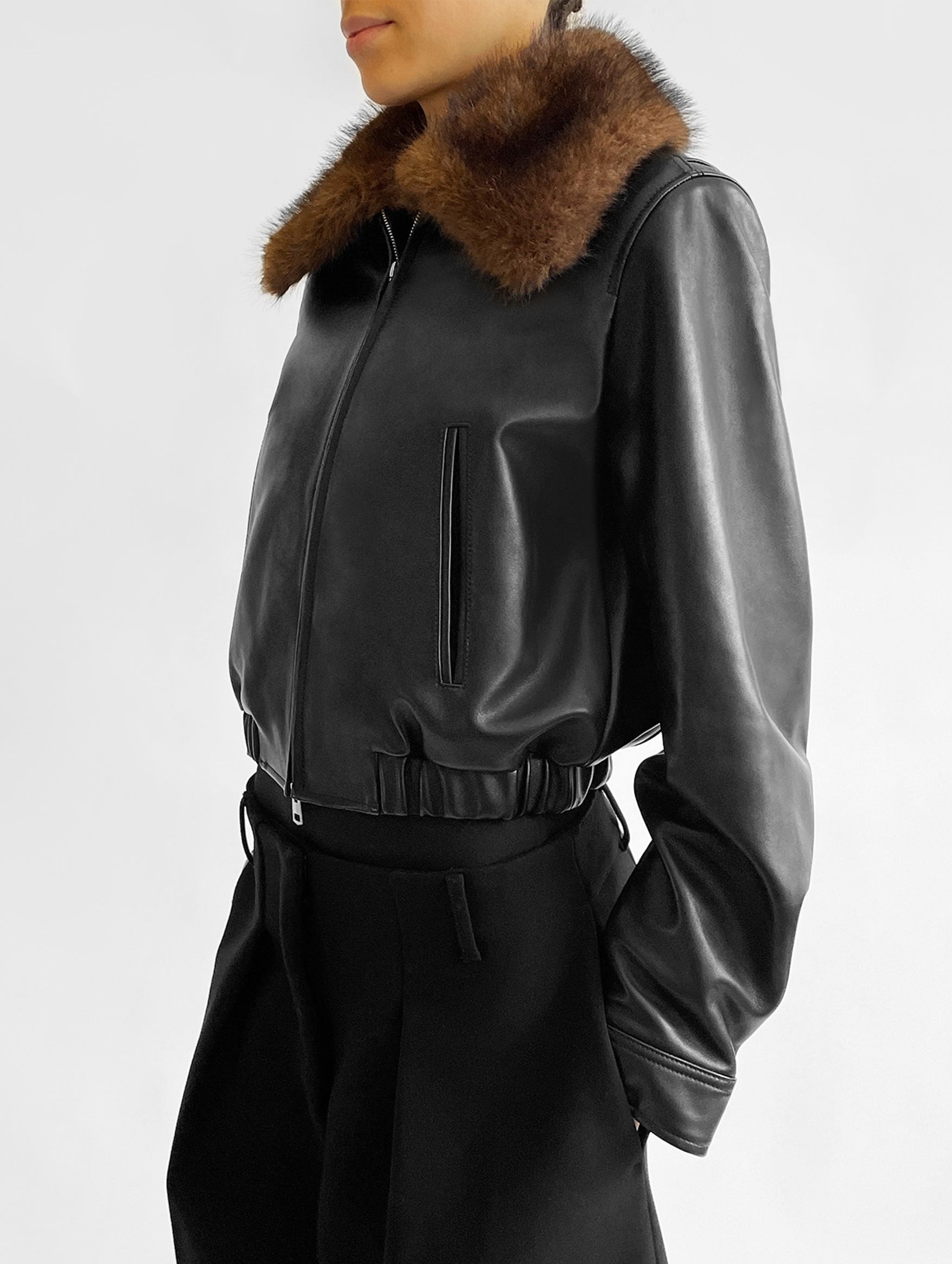 Ani Leather Jacket in Black