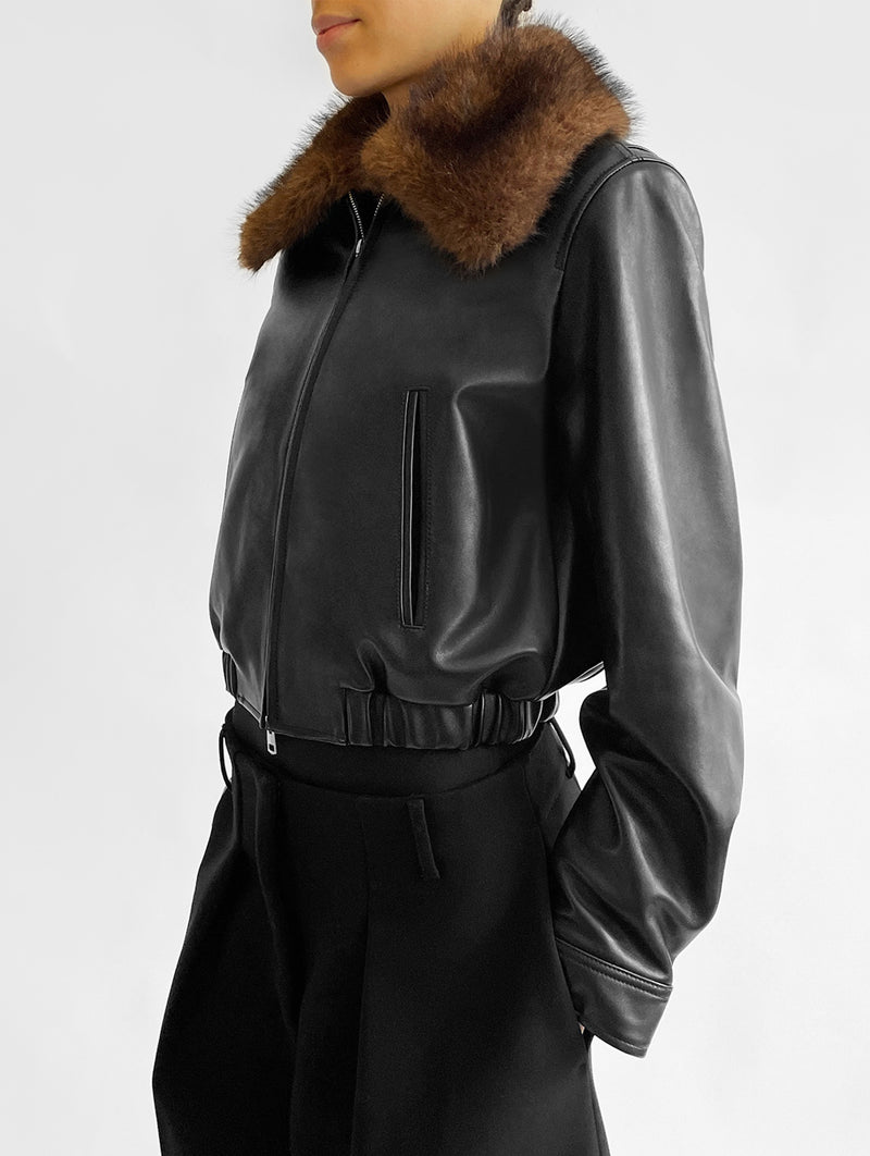 Ani Leather Jacket in Black