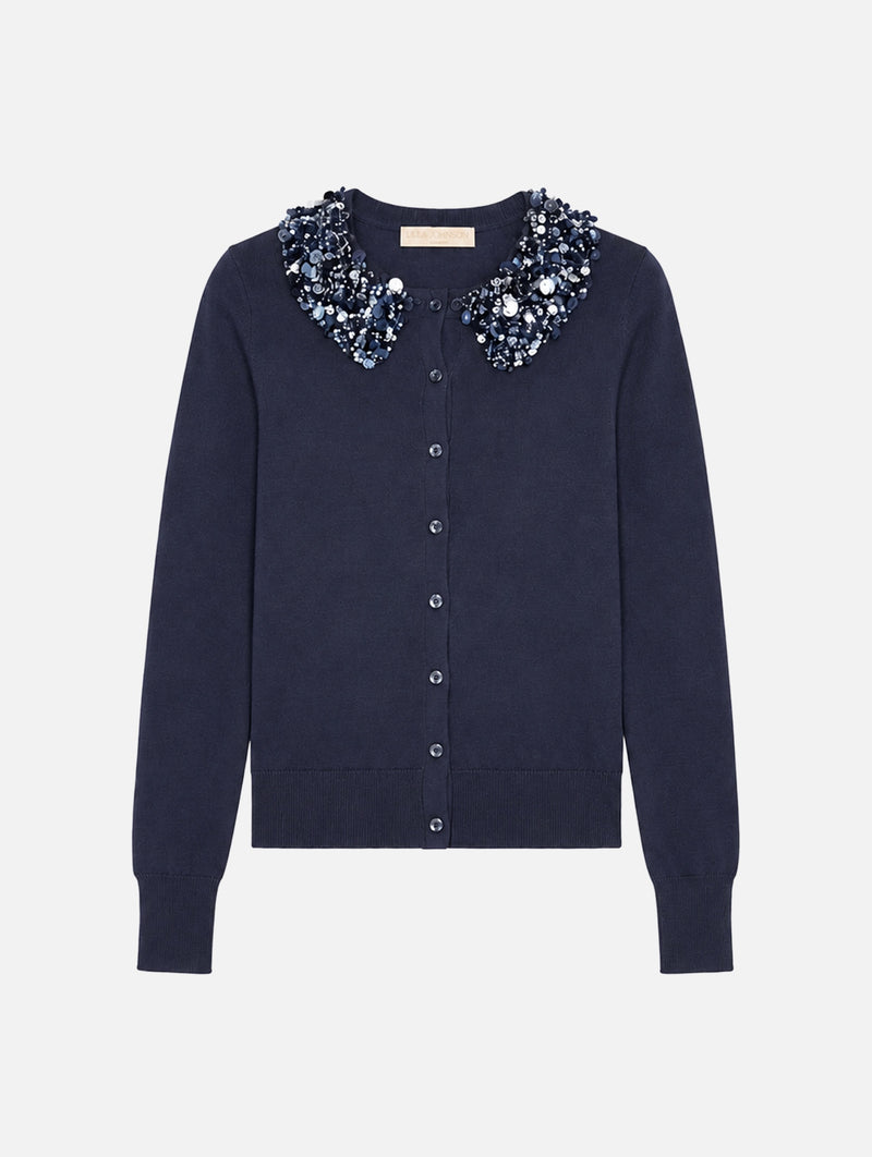 Anna Embellished Cardigan in Midnight