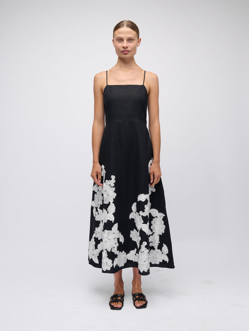 Annabella Midi Dress in Black Multi