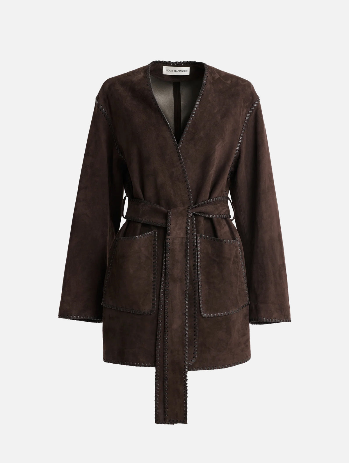 Anika Suede Wrap Jacket in Mocha