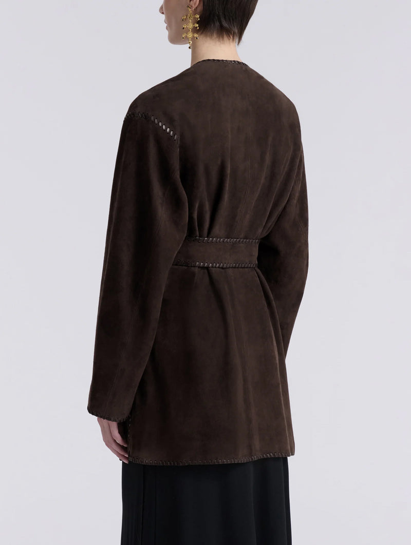 Anika Suede Wrap Jacket in Mocha