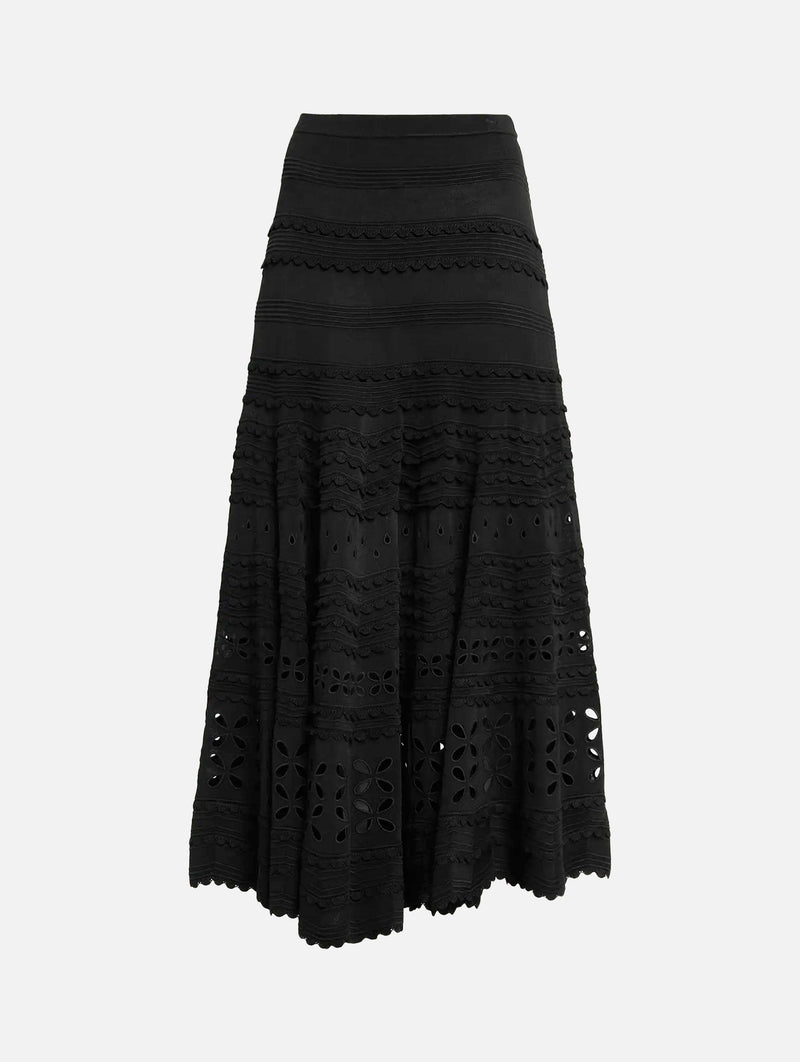 Annisa Eyelet Knit Skirt in Noir