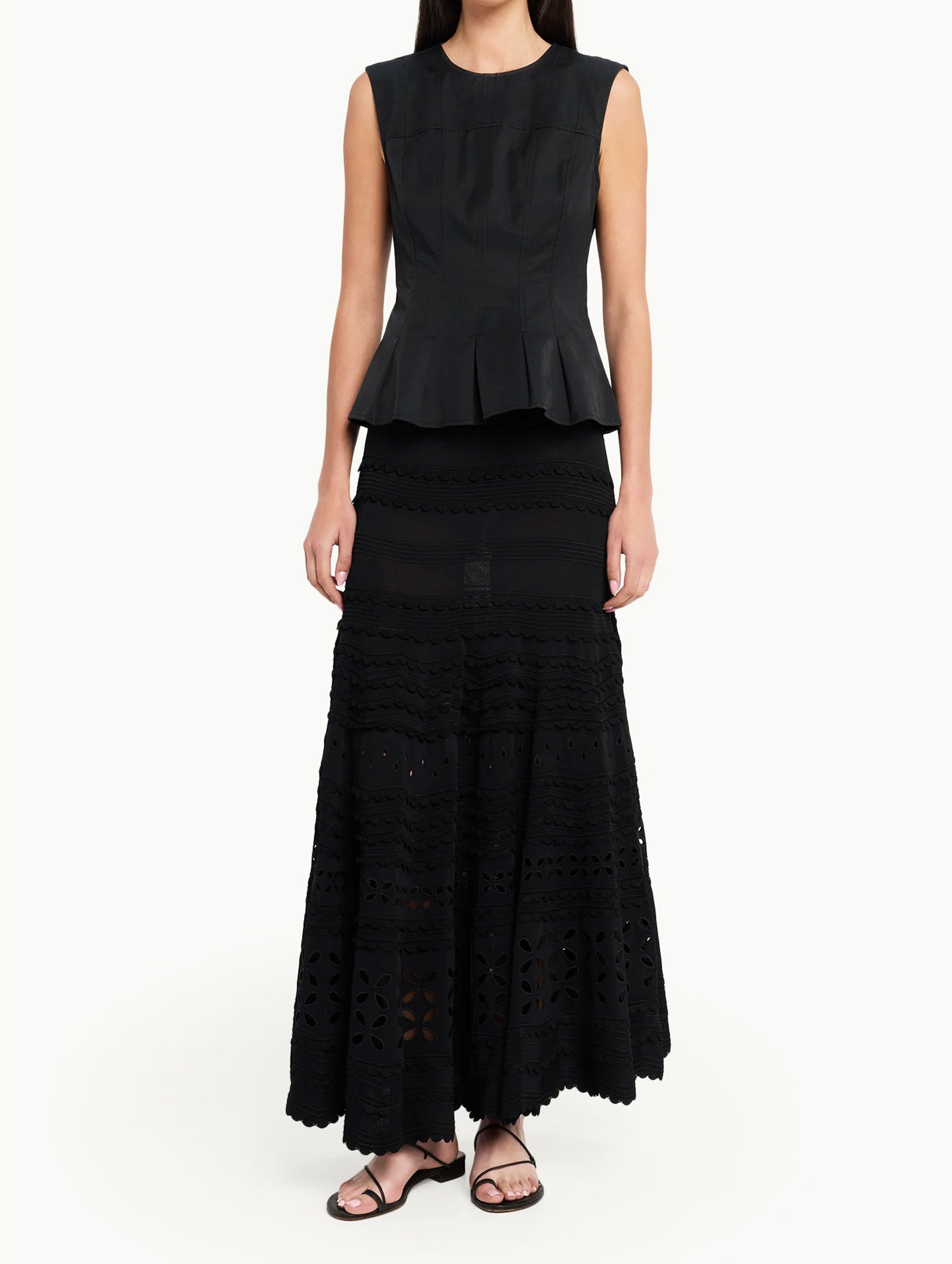 Annisa Eyelet Knit Skirt in Noir