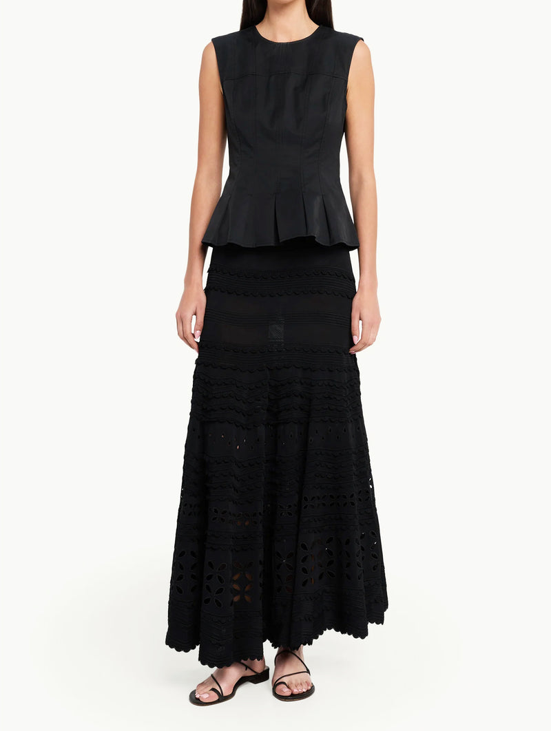 Annisa Eyelet Knit Skirt in Noir