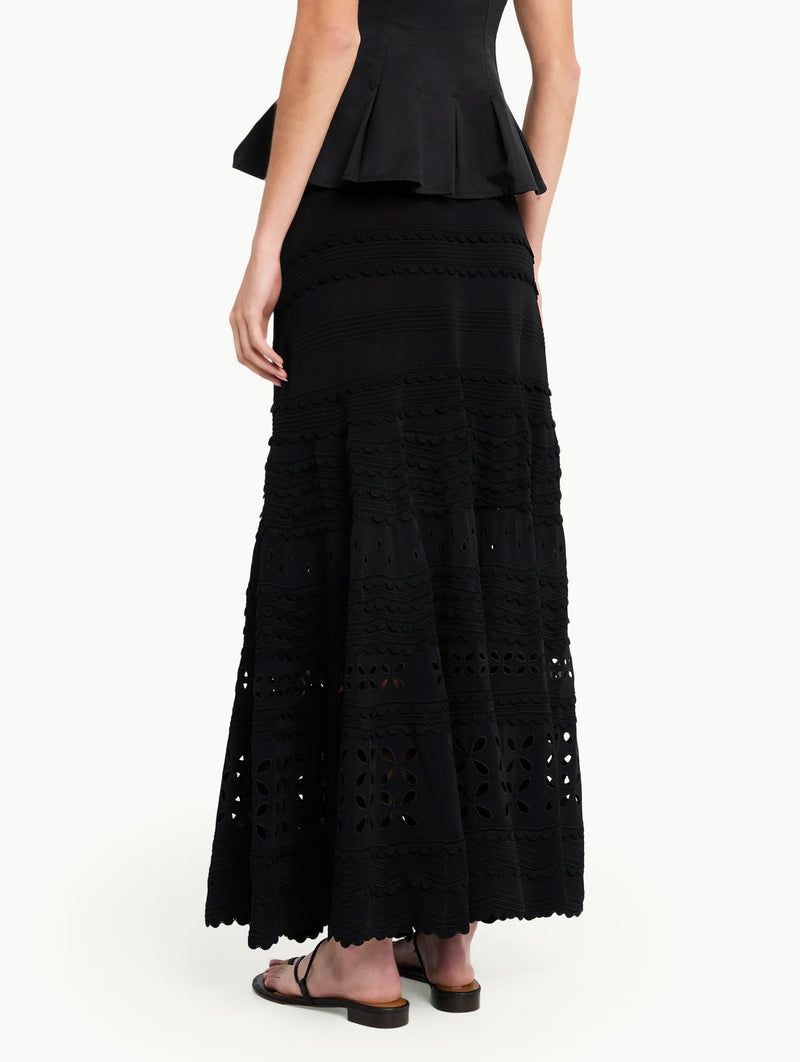 Annisa Eyelet Knit Skirt in Noir