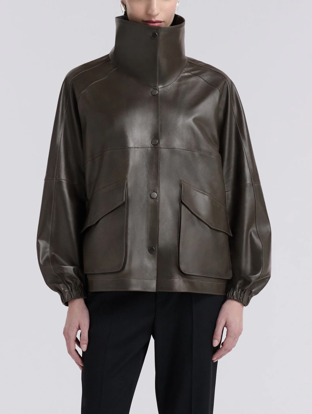 Anorak Leather Windbreaker in Petrol