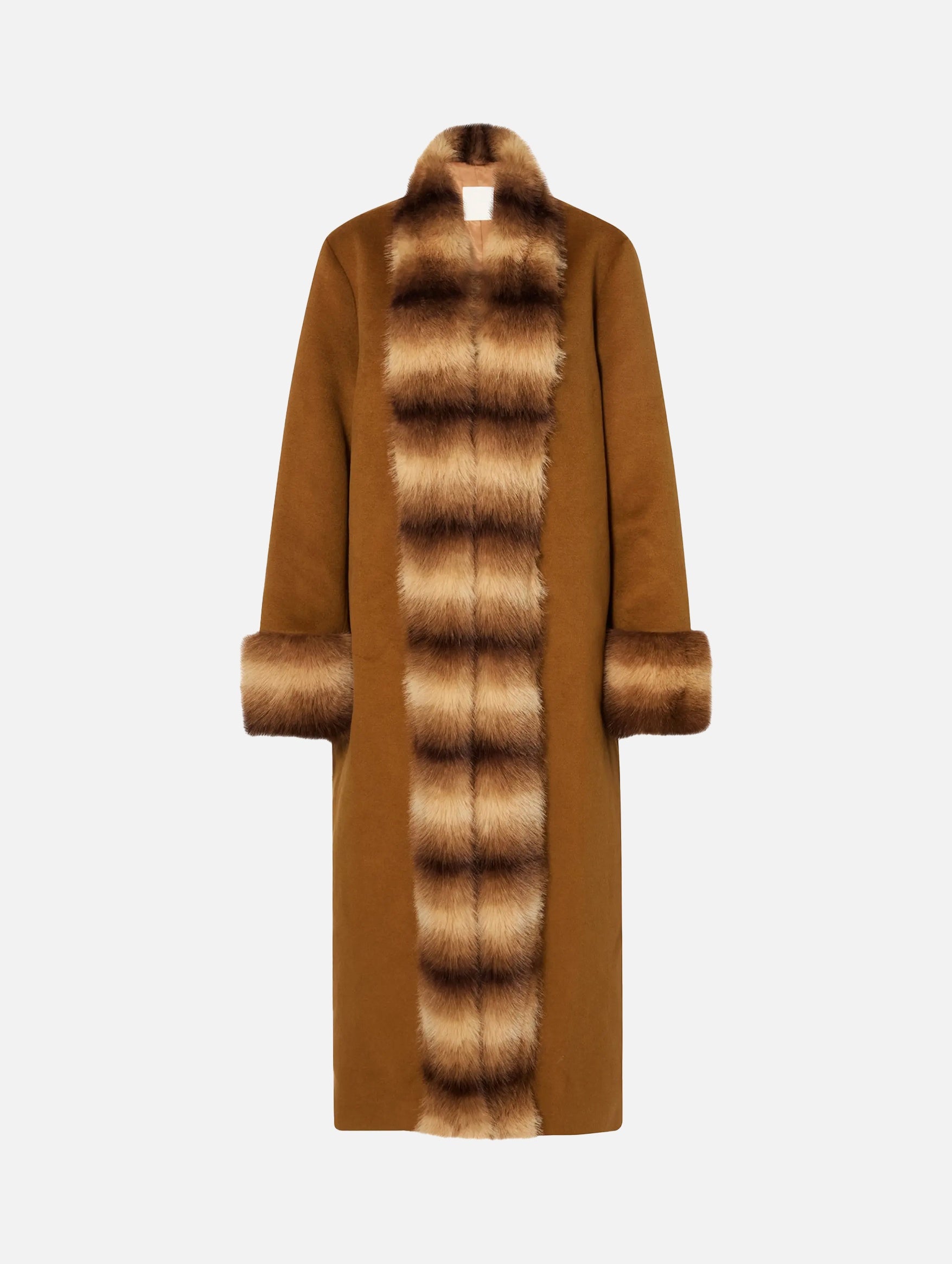 Anouk Yve Faux Fur Wool Coat in Camel