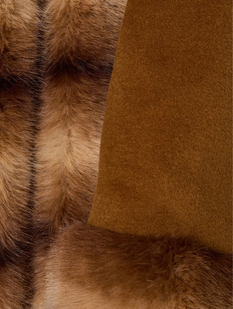 Anouk Yve Faux Fur Wool Coat in Camel