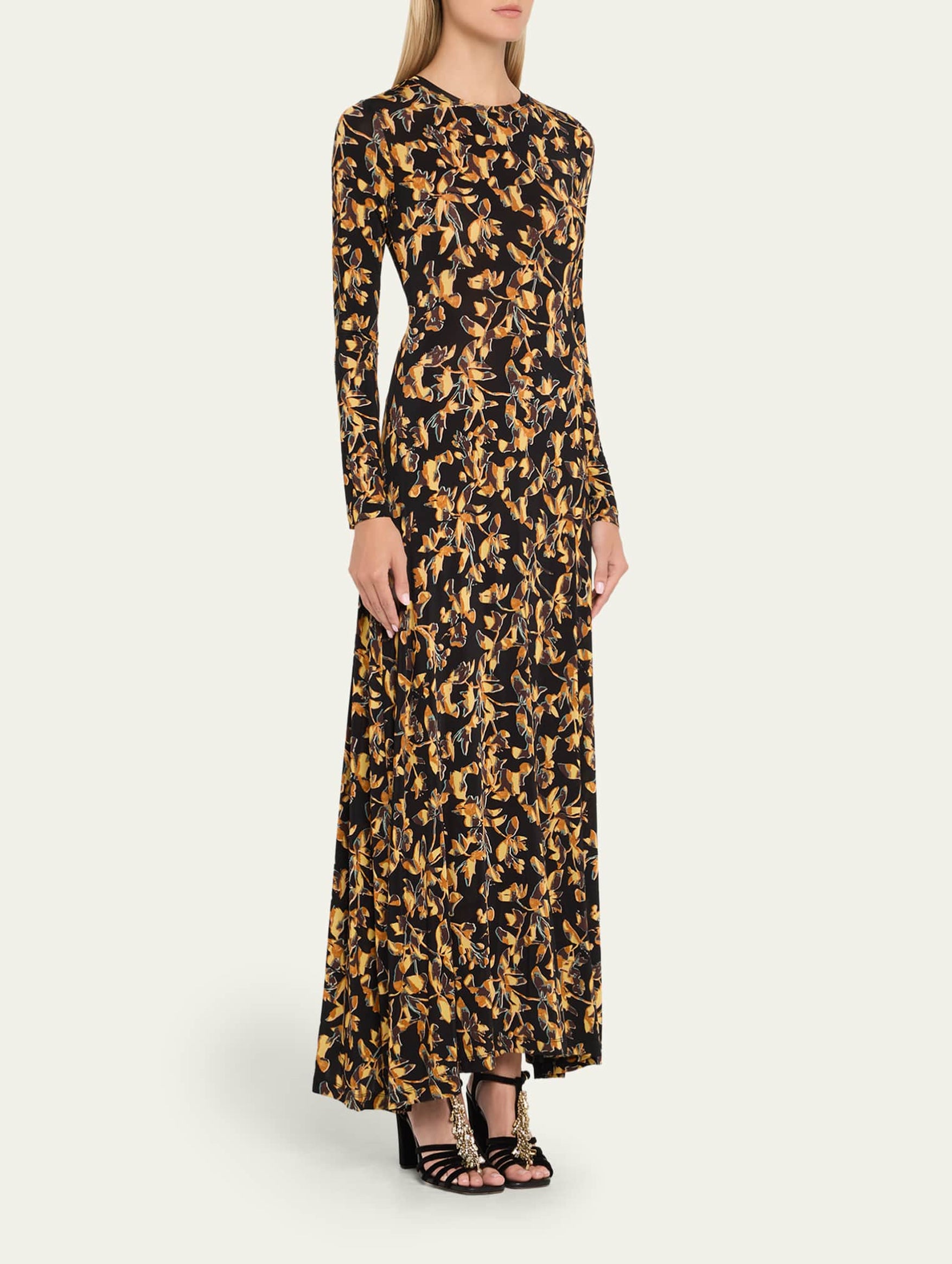 Amari Jersey Long Sleeve Dress in Solaris