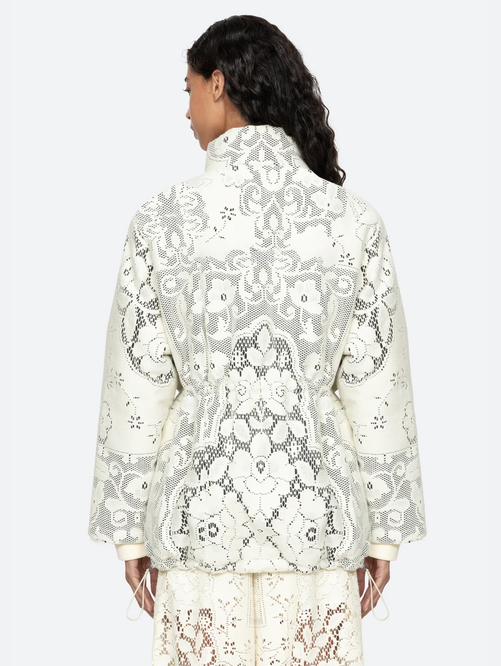Arianna Lace Puffer Coat in Multi