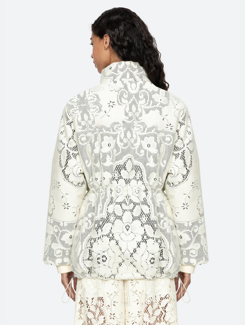 Arianna Lace Puffer Coat in Multi