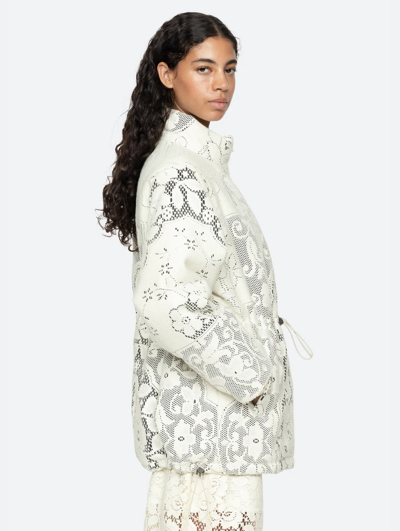 Arianna Lace Puffer Coat in Multi