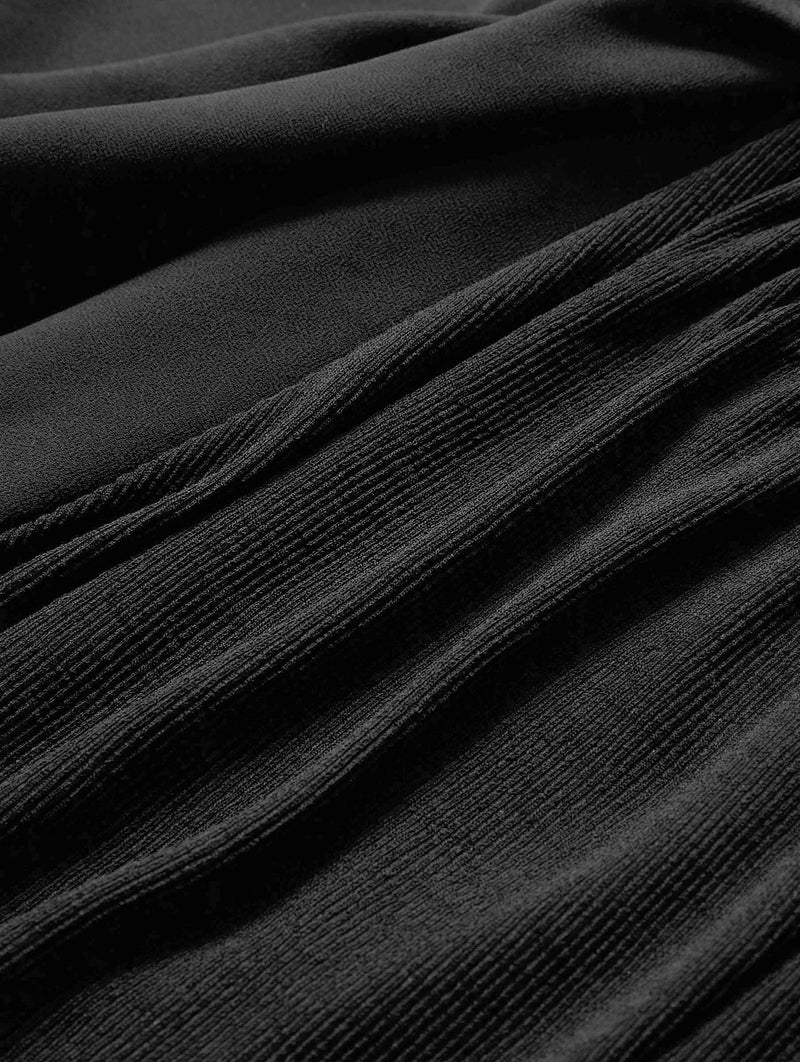 Arisa Chiffon-Sleeve T-Shirt in Black