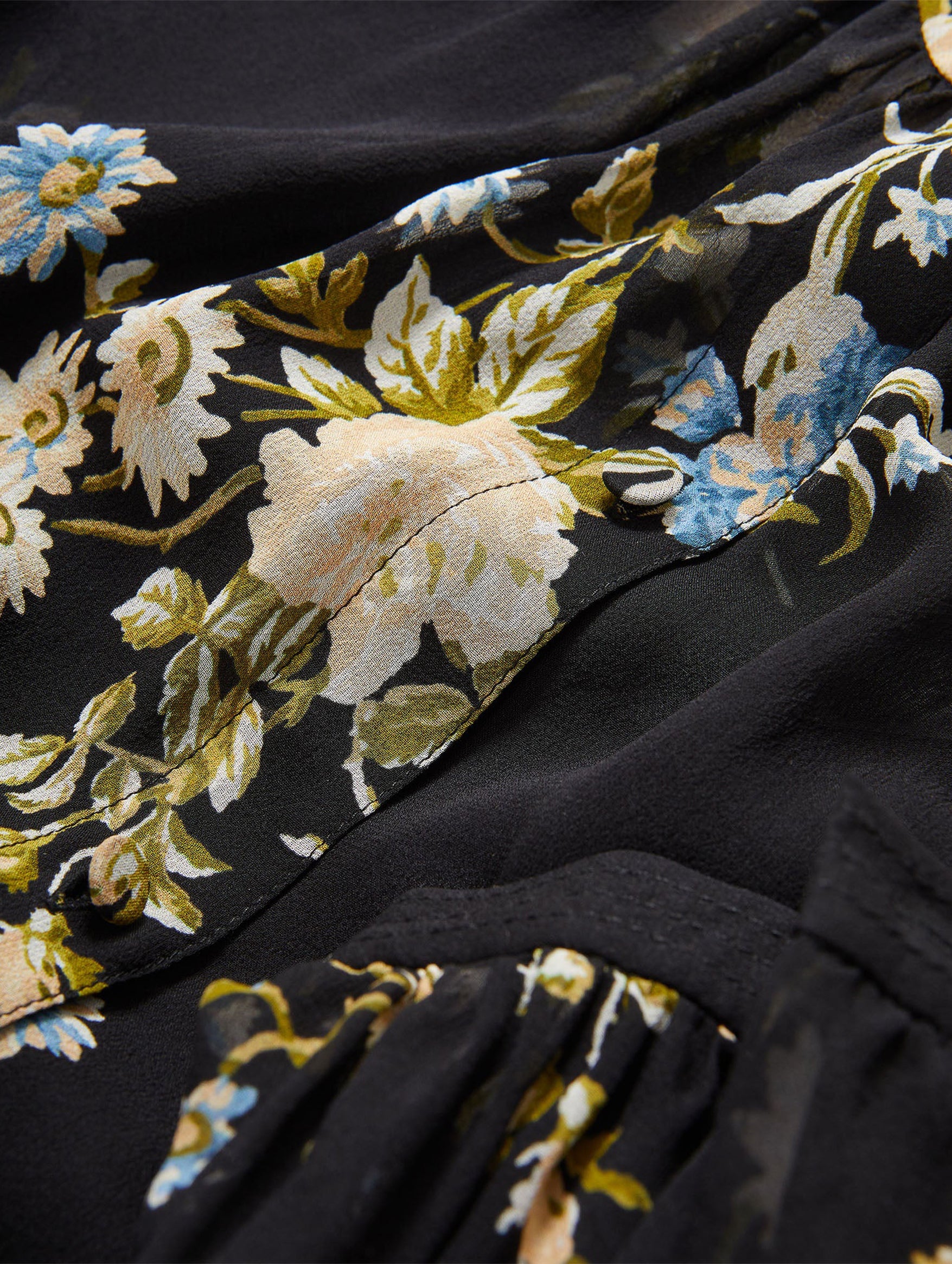 Ashlynn Silk Blouse in Black Floral