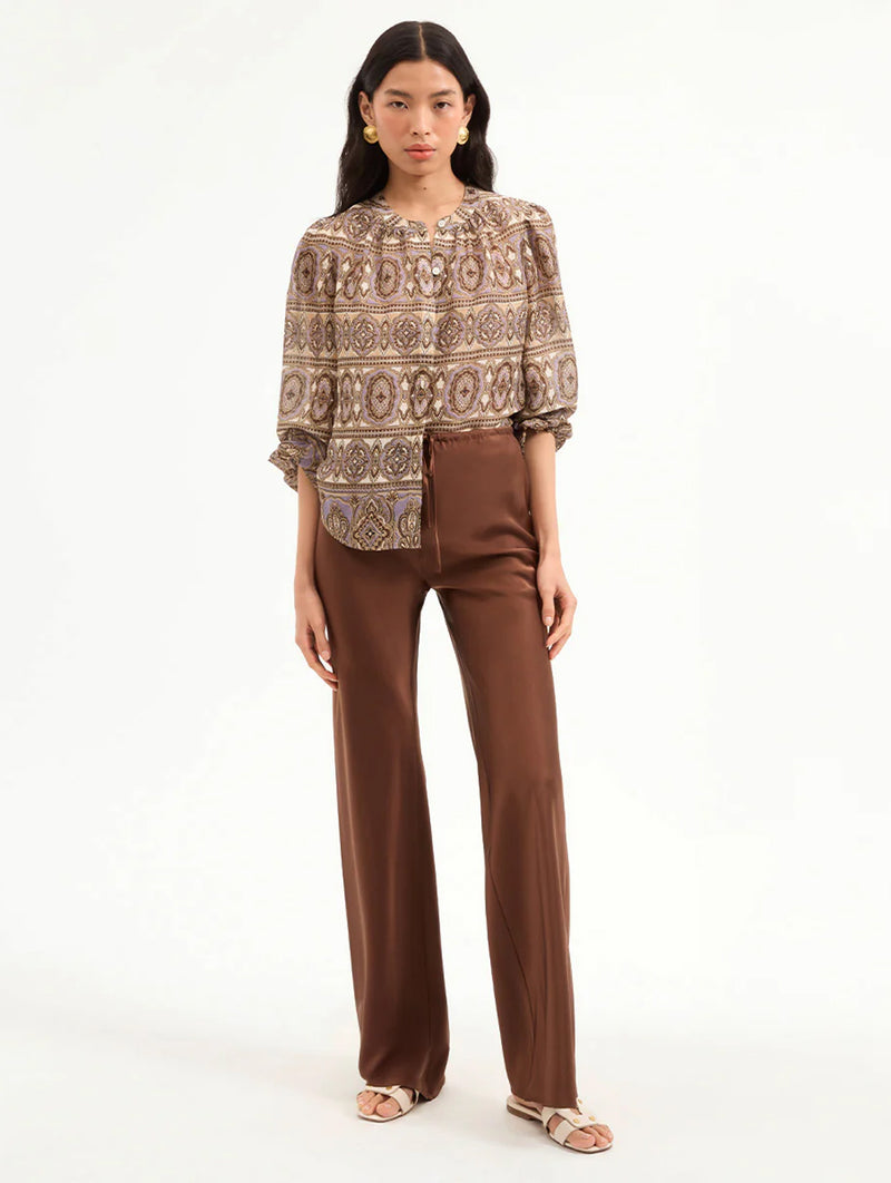 Ashlynn Silk Top in Stone Khaki