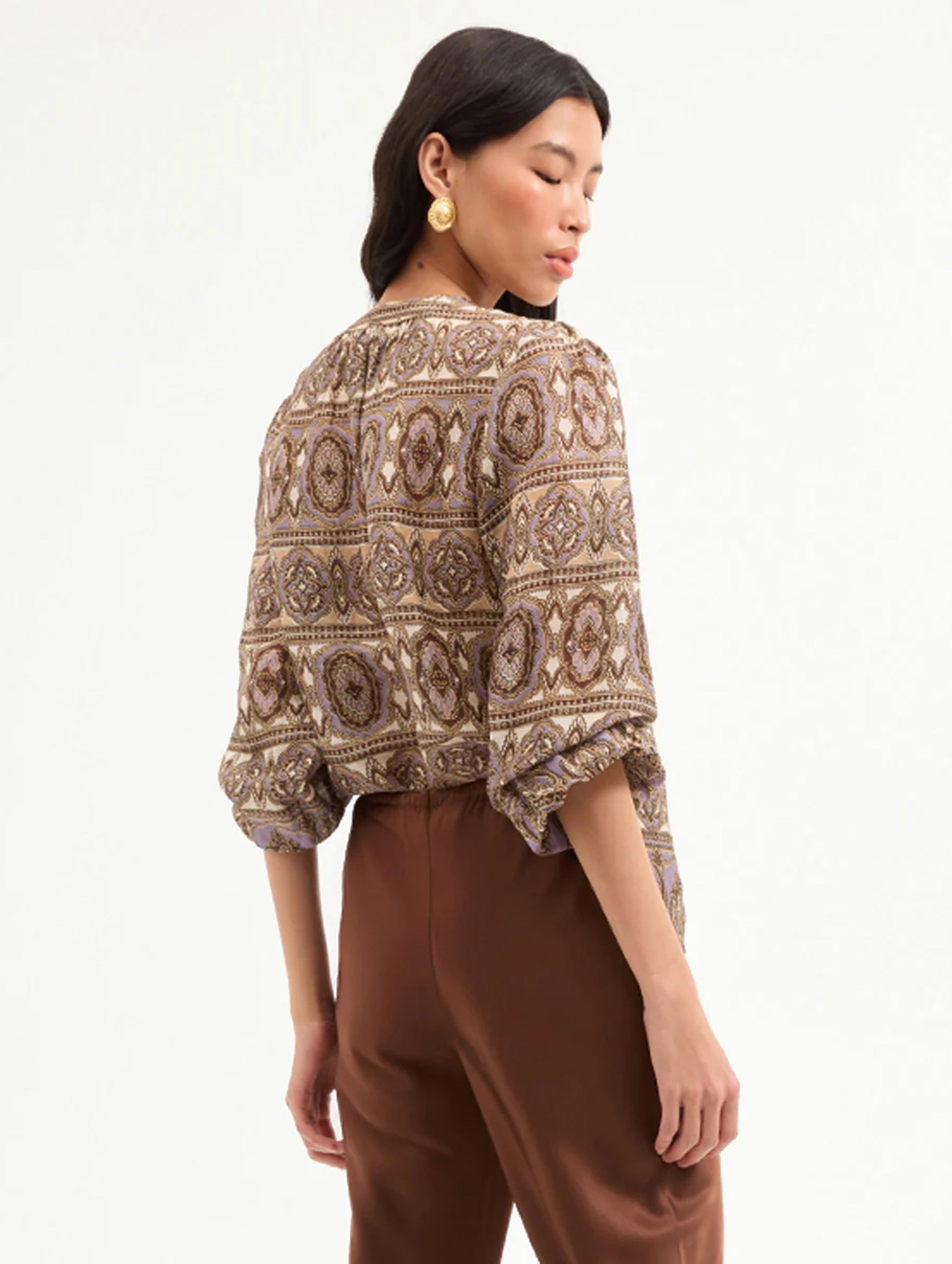Ashlynn Silk Top in Stone Khaki