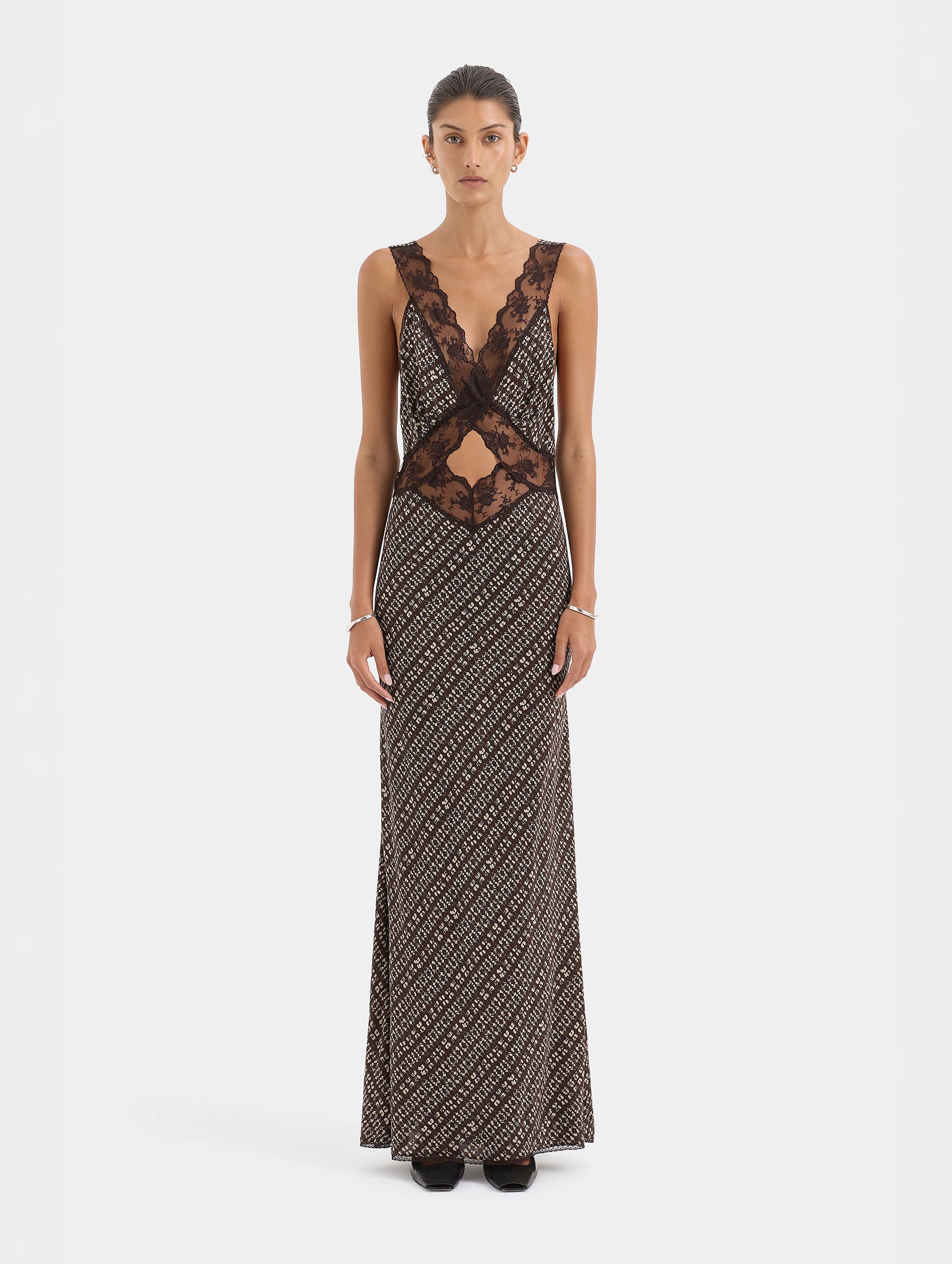 Astrid Cut Out Gown in Tisso Plum