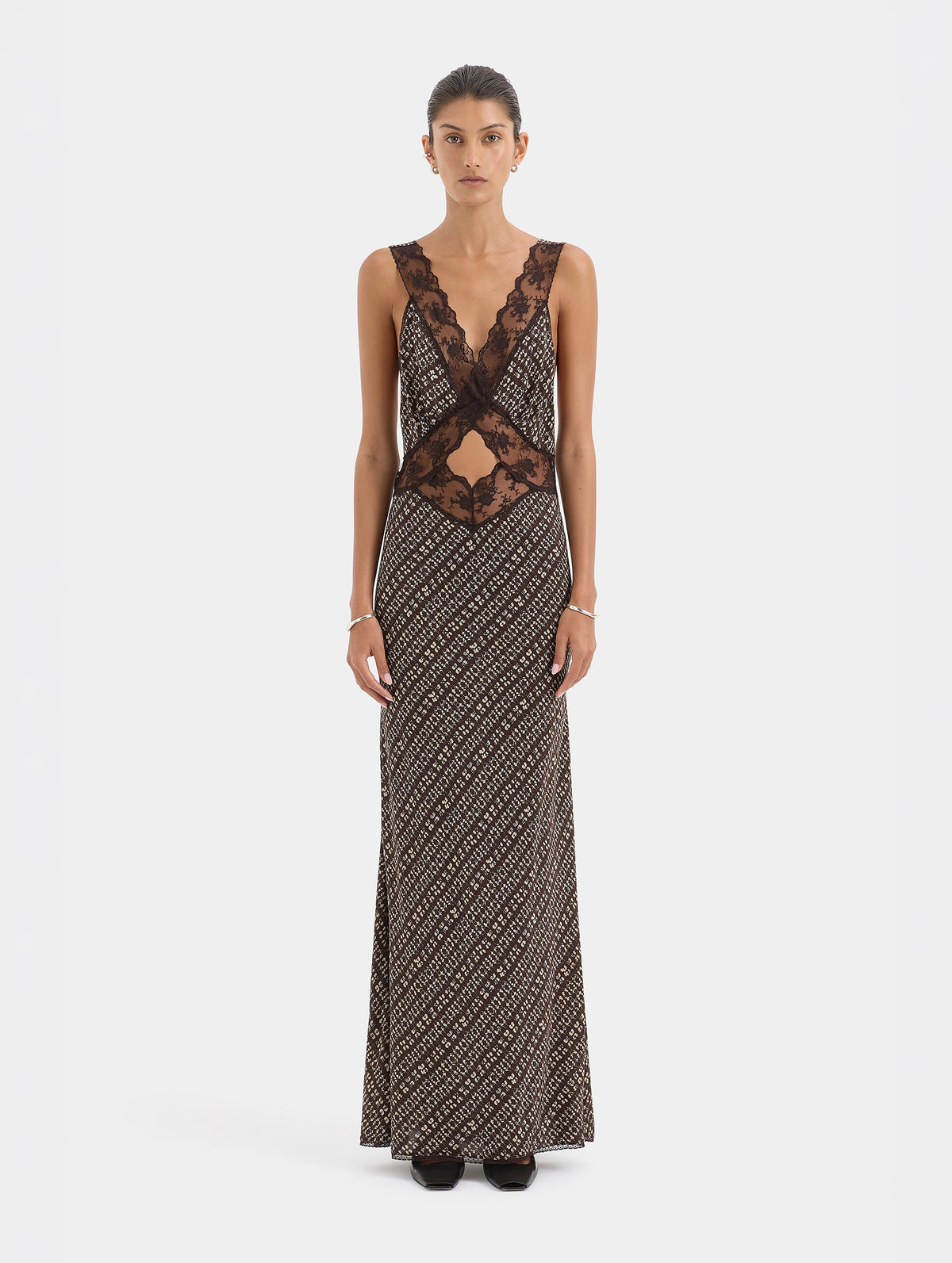 Astrid Cut Out Gown in Tisso Plum