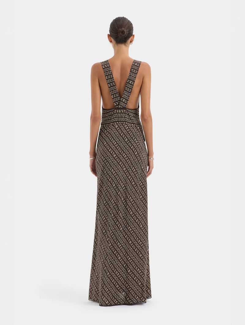 Astrid Cut Out Gown in Tisso Plum