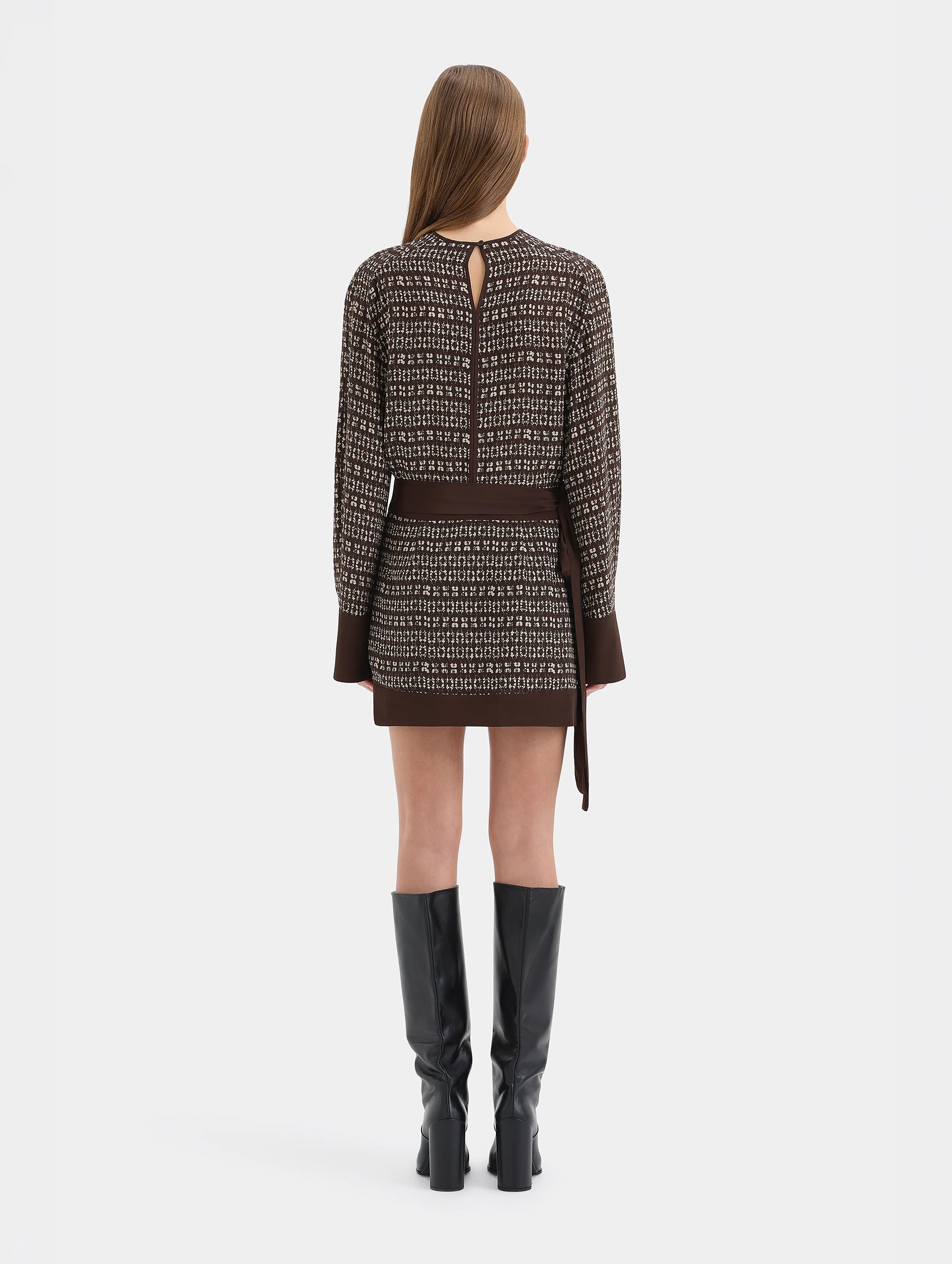 Astrid Long Sleeve Mini Dress in Tisso Plum