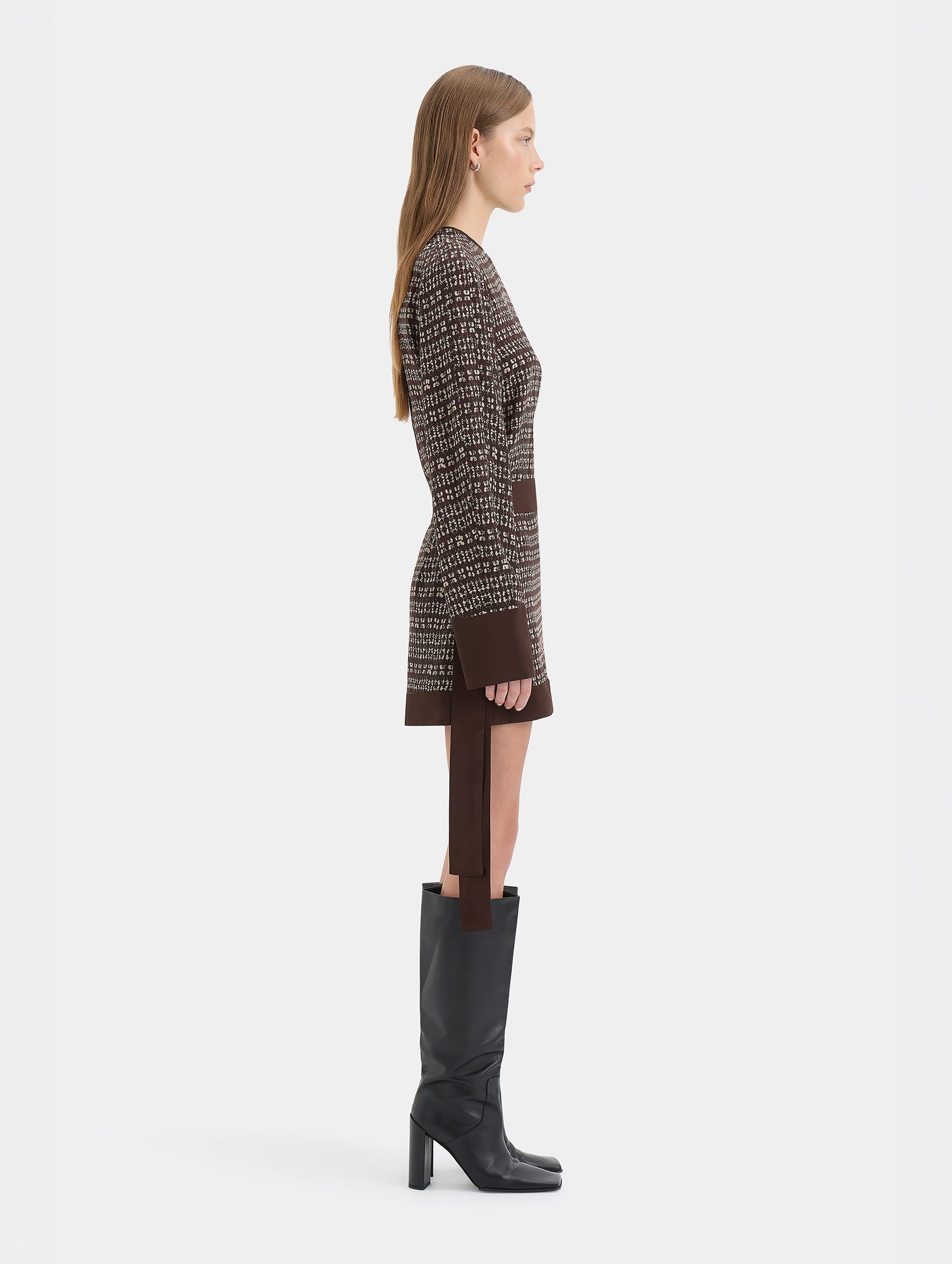 Astrid Long Sleeve Mini Dress in Tisso Plum