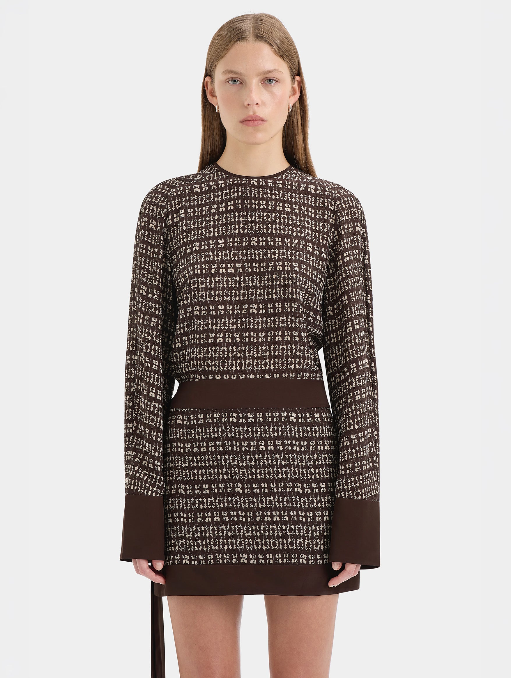 Astrid Long Sleeve Mini Dress in Tisso Plum