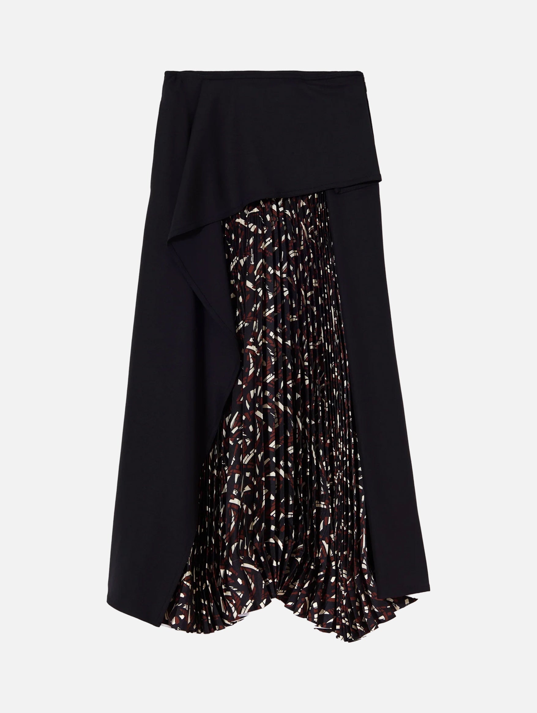 Asymmetric Wool And Silk Skirt in Brown Fantasy