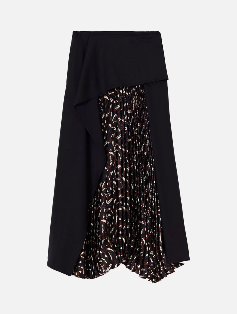 Asymmetric Wool And Silk Skirt in Brown Fantasy