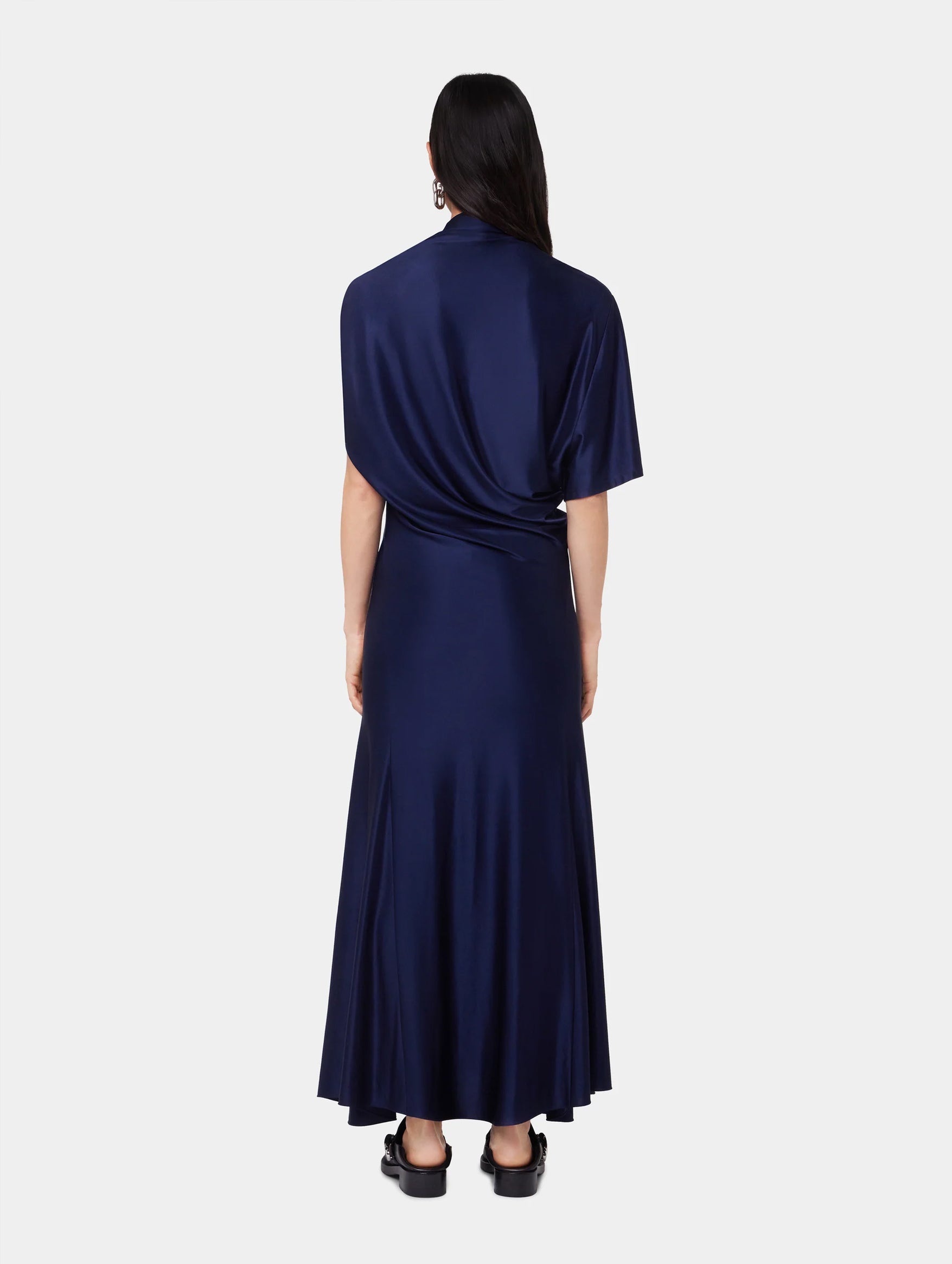 Asymmetrical Long Dress In Deep Navy