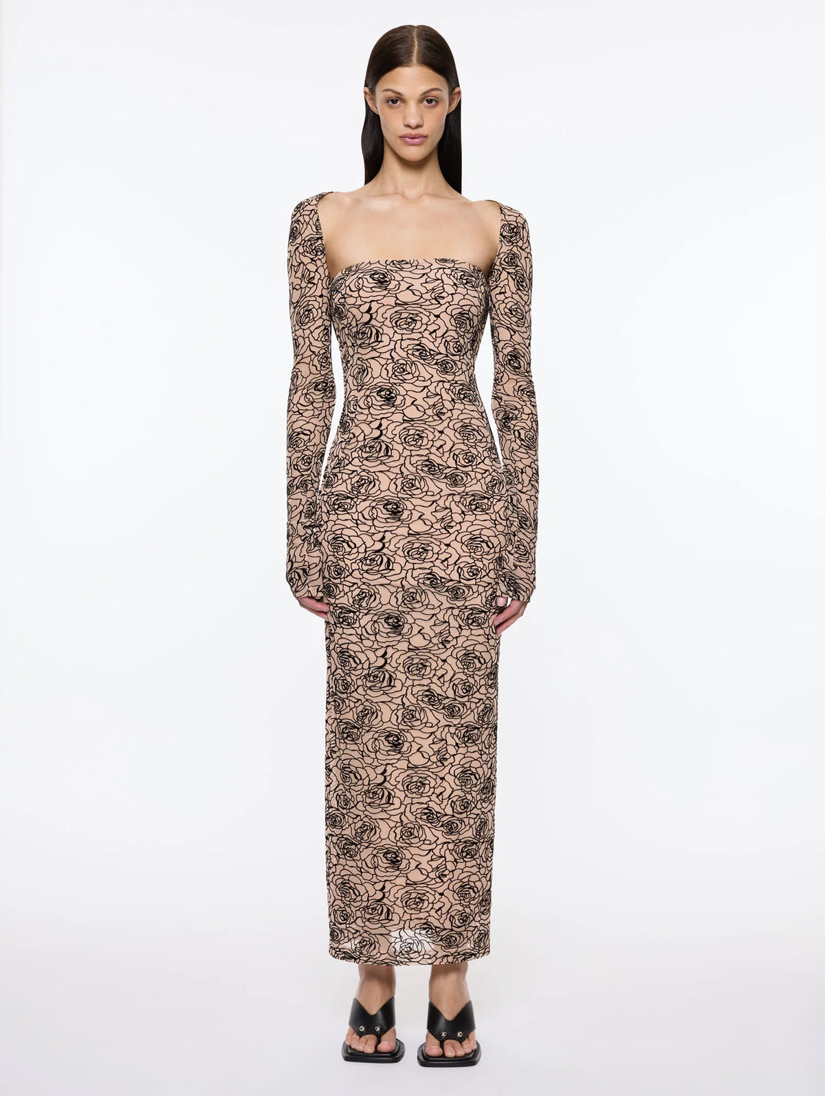 Audrey Dress in Black and Nude
