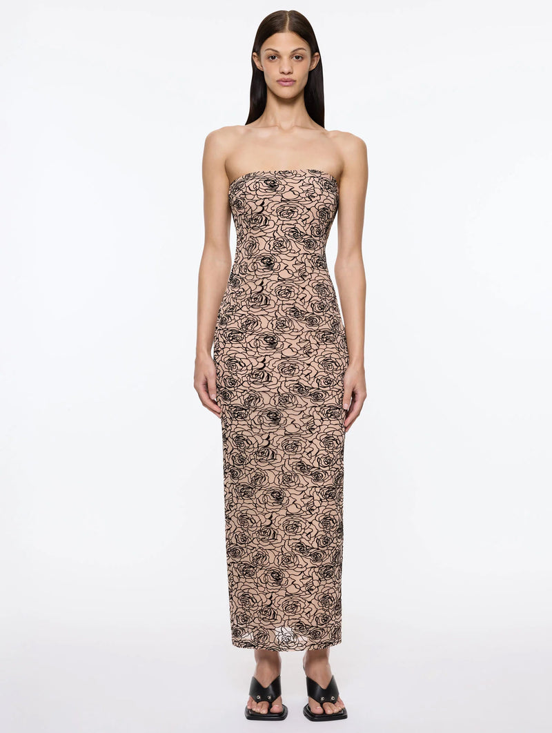 Audrey Dress in Black and Nude