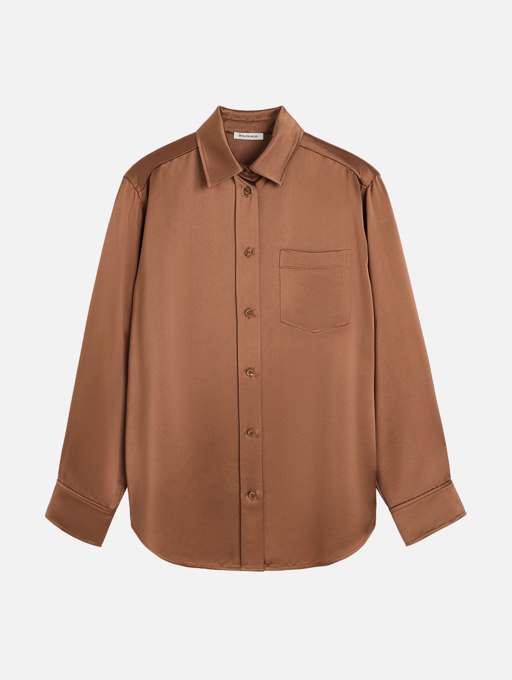 Audrey Satin Shirt in Latte Brown