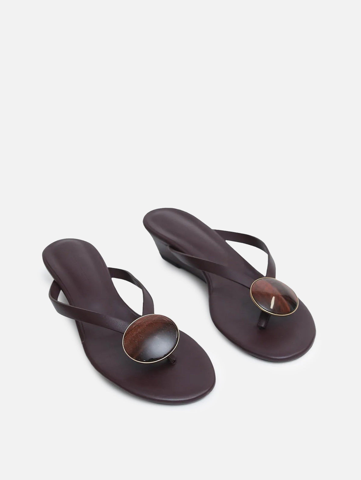 Aura Quartz Flip Flop Wedge in Mahogany and Red Tigers Eye