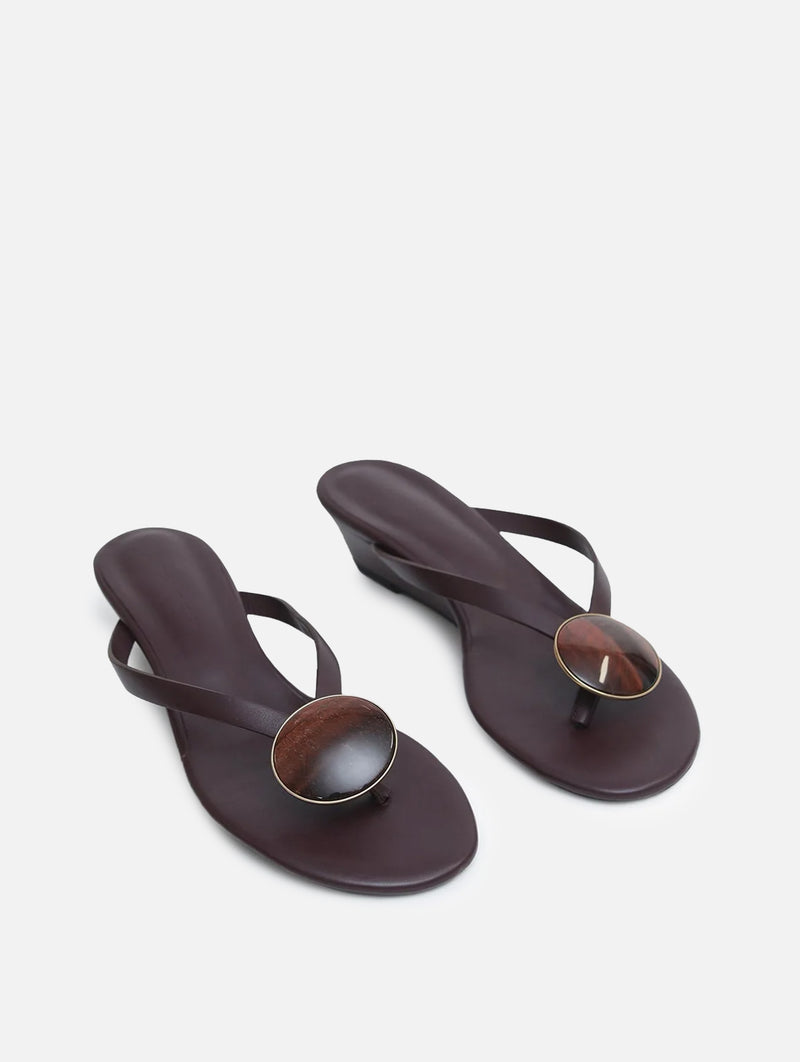 Aura Quartz Flip Flop Wedge in Mahogany and Red Tigers Eye