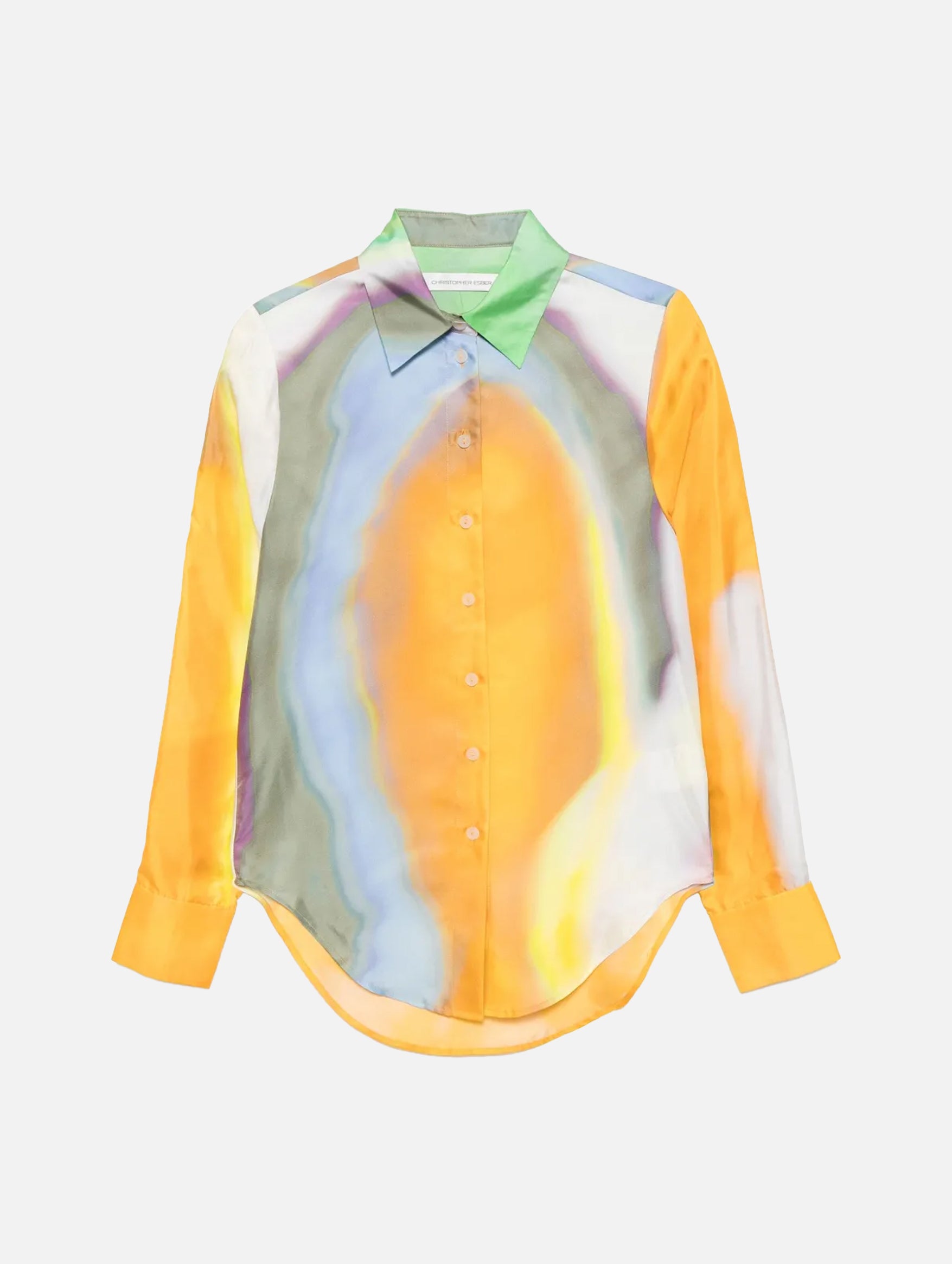 Aura Silk Slim Shirt In Tangelo