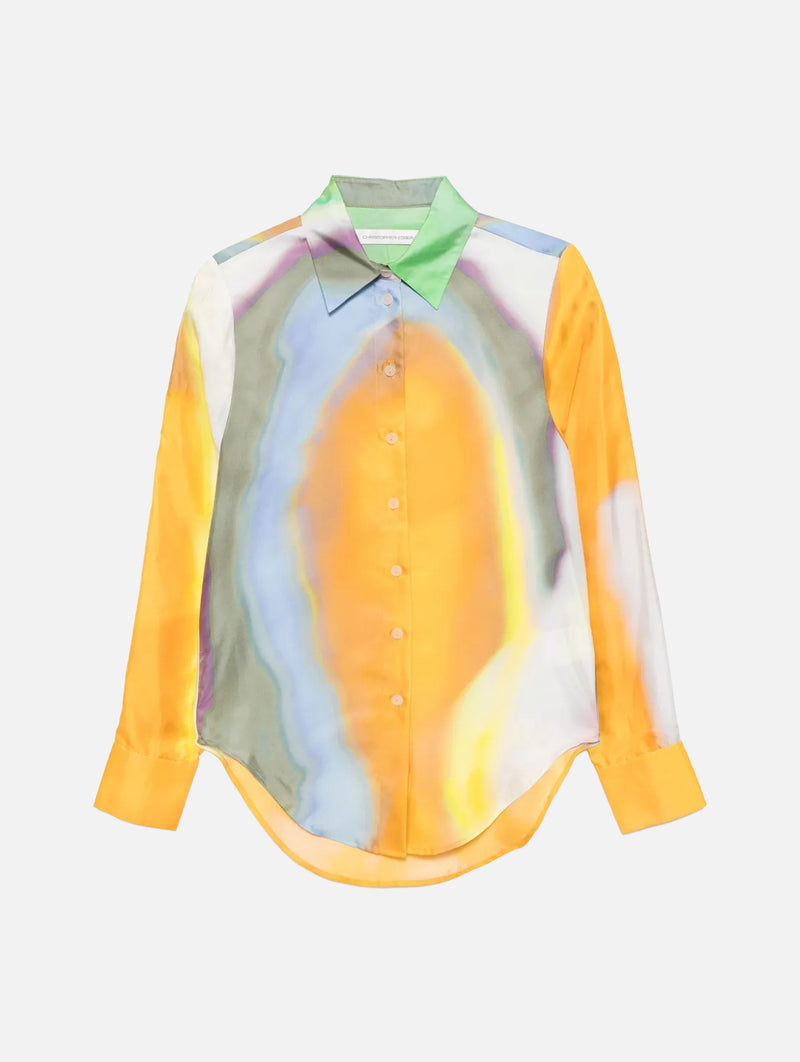Aura Silk Slim Shirt In Tangelo