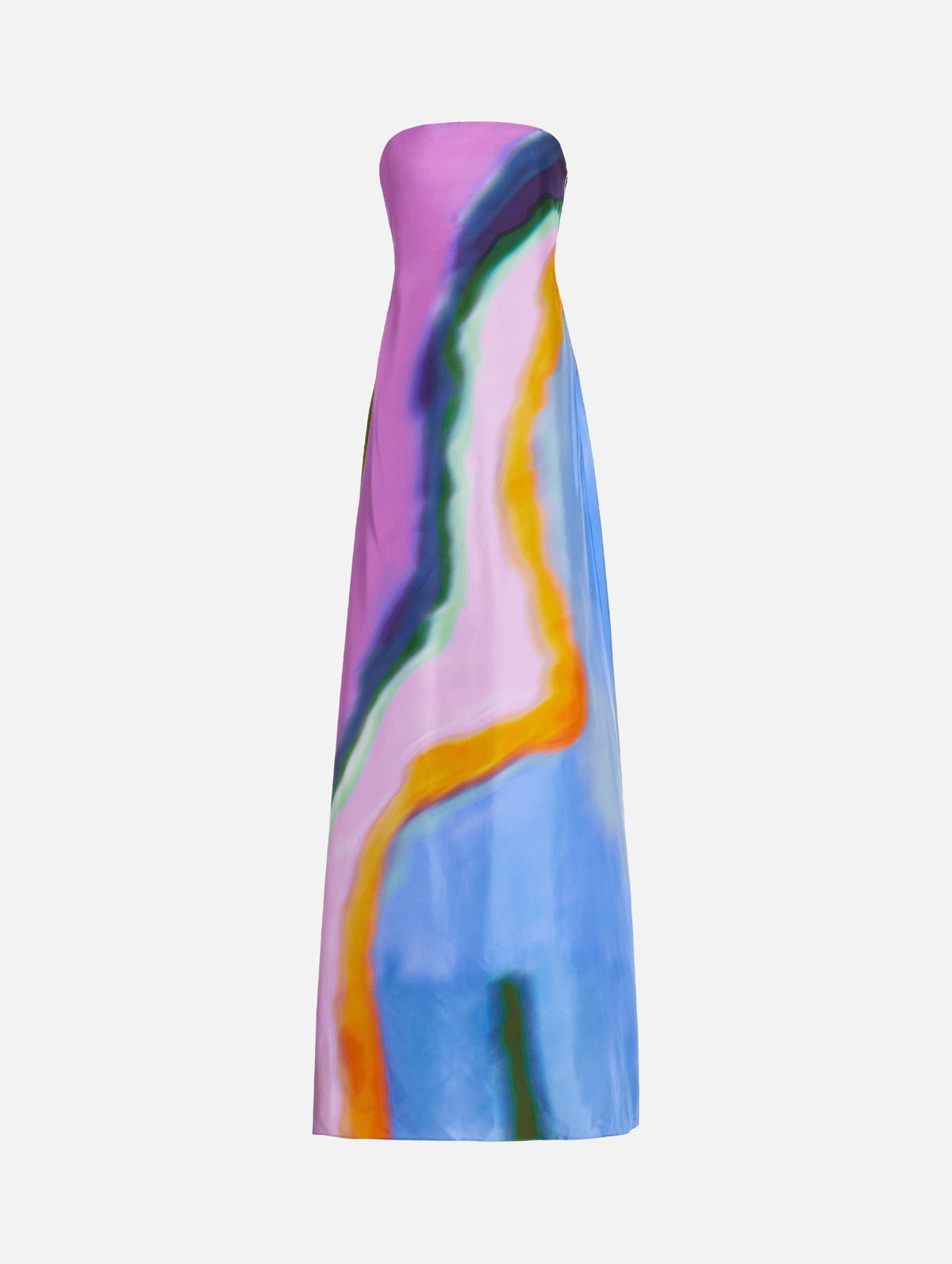 Aura Silk Strapless Dress in Aura Print