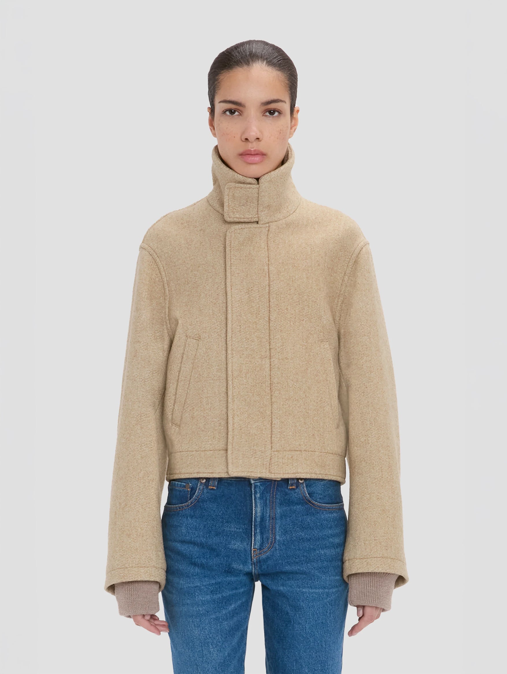 Bomber Jacket in Camel Melange