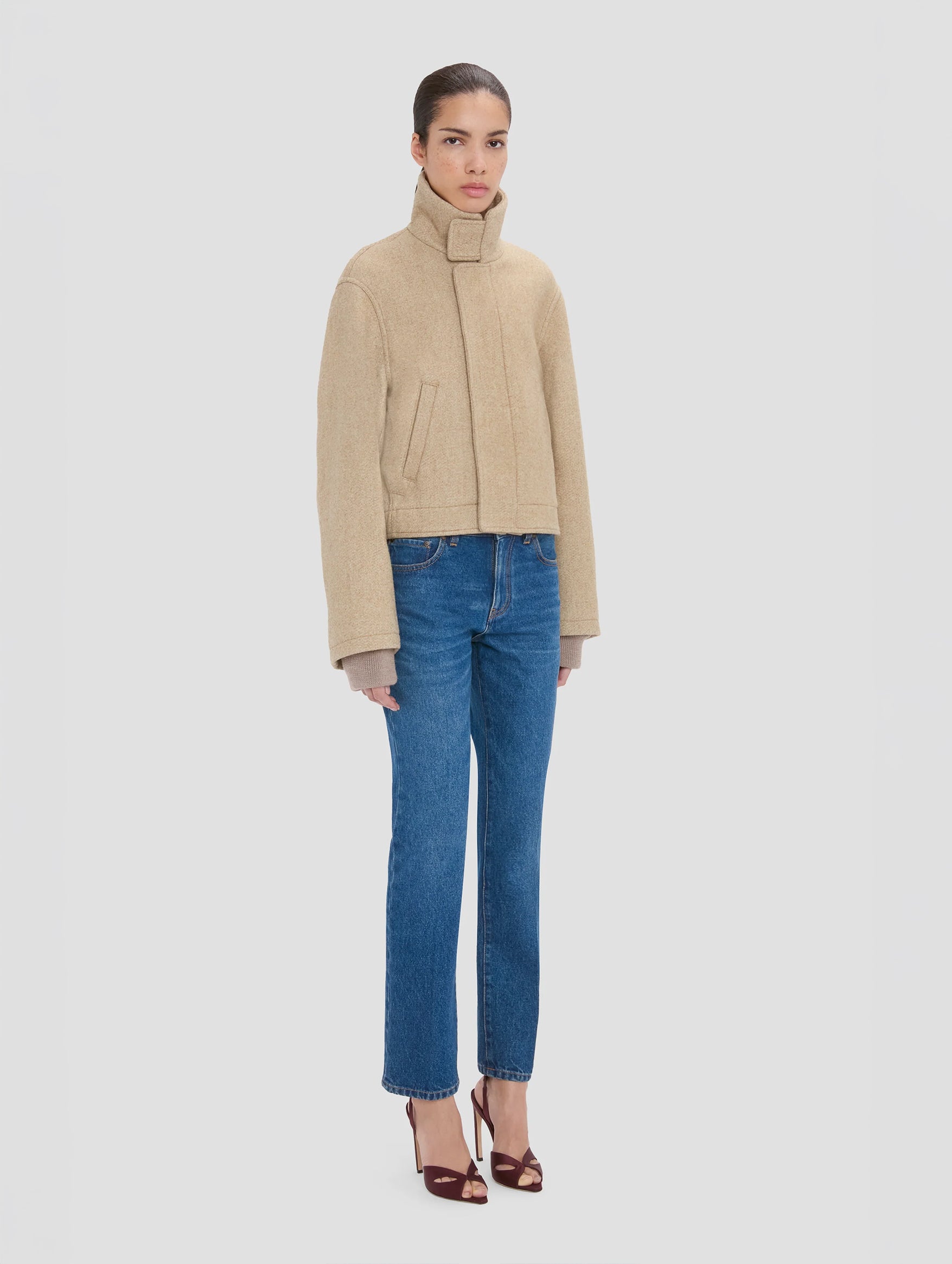 Bomber Jacket in Camel Melange