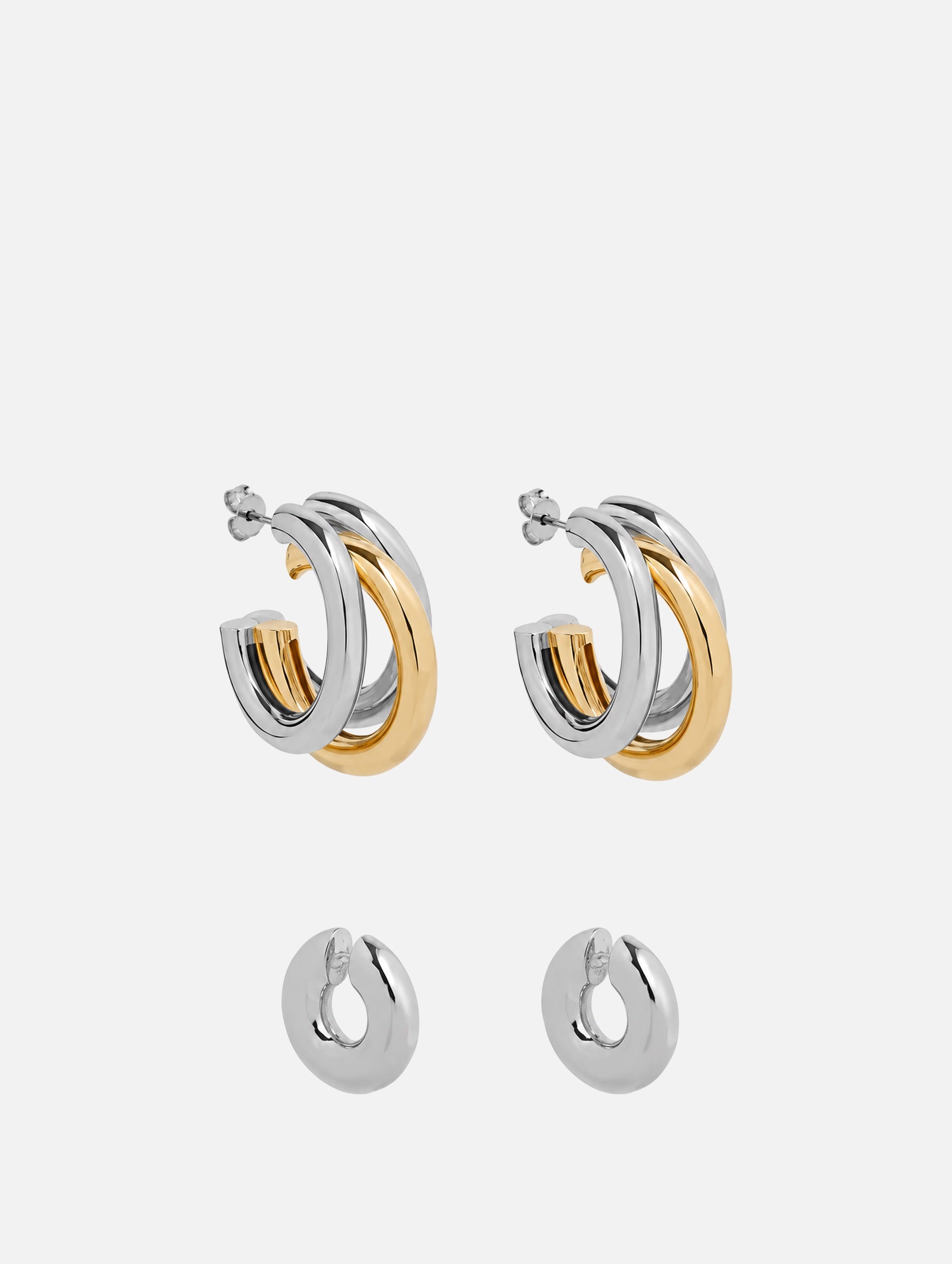 Half Hoop Earrings in Gold and Silver