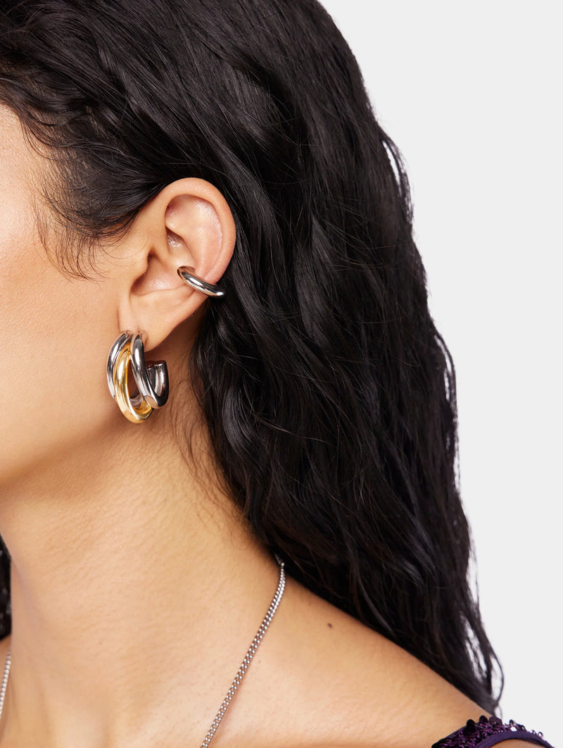 Half Hoop Earrings in Gold and Silver