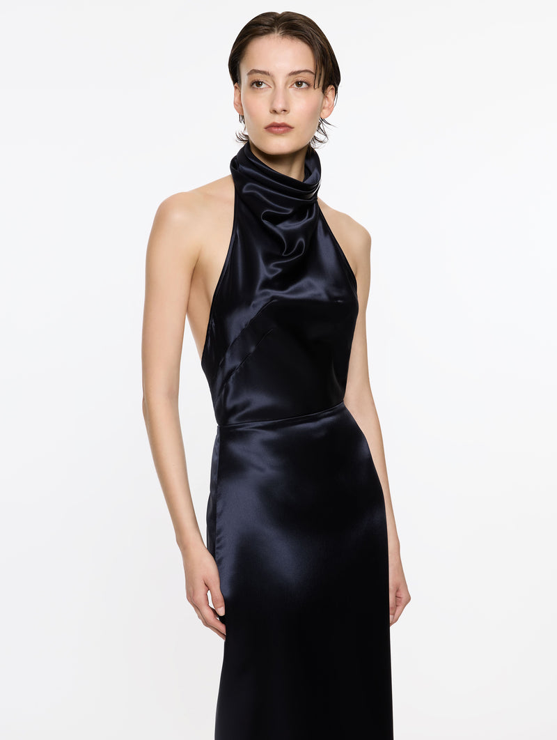 Back Wrap Dress in Navy