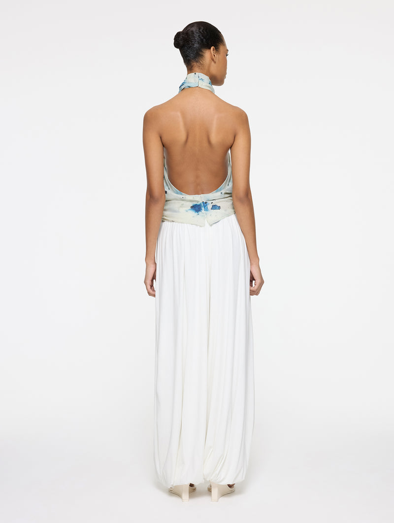 Back Wrap Top in ocean veil print